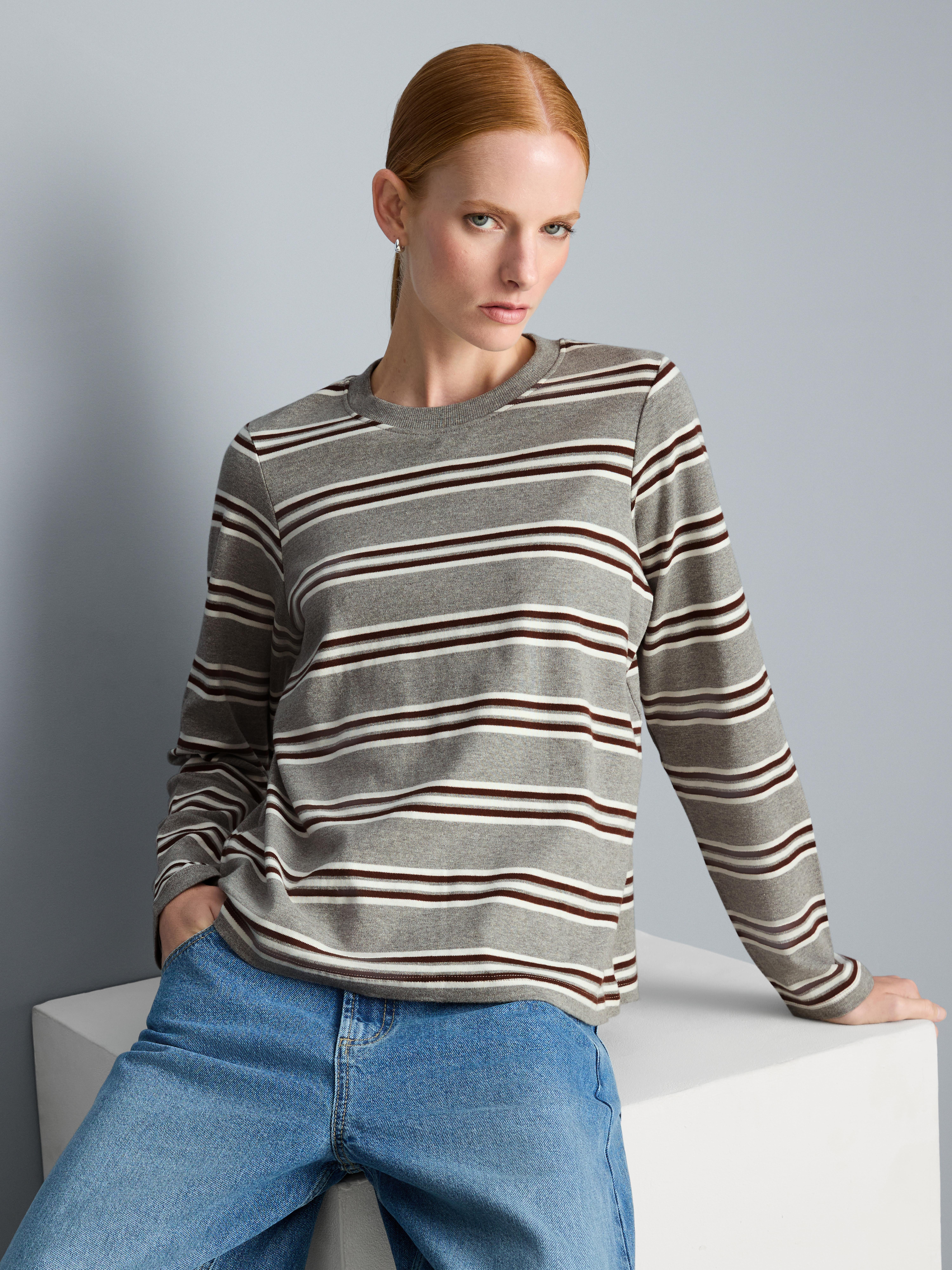 Gestreiftes Langarmshirt aus reiner Baumwolle