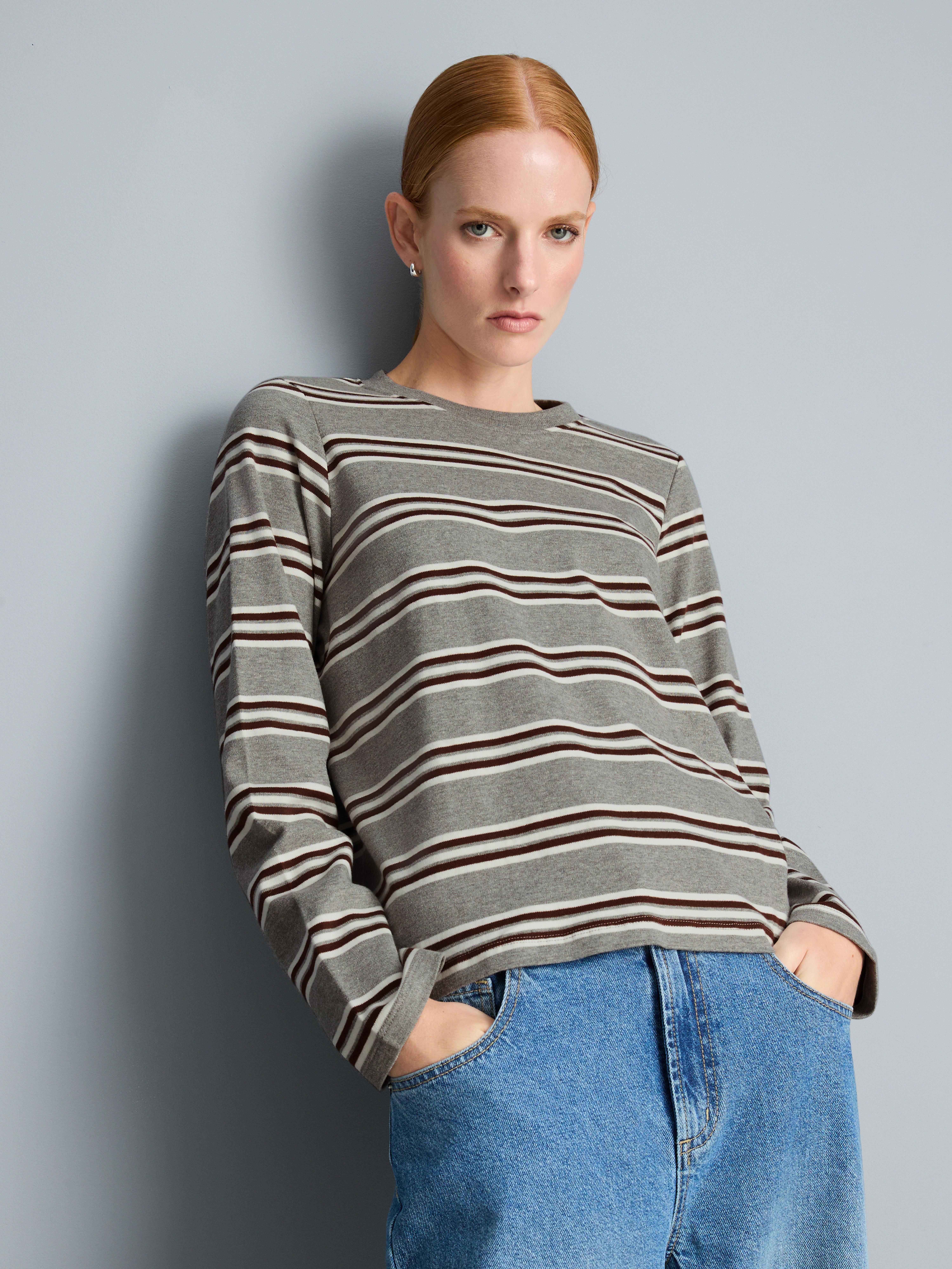 Gestreiftes Langarmshirt aus reiner Baumwolle
