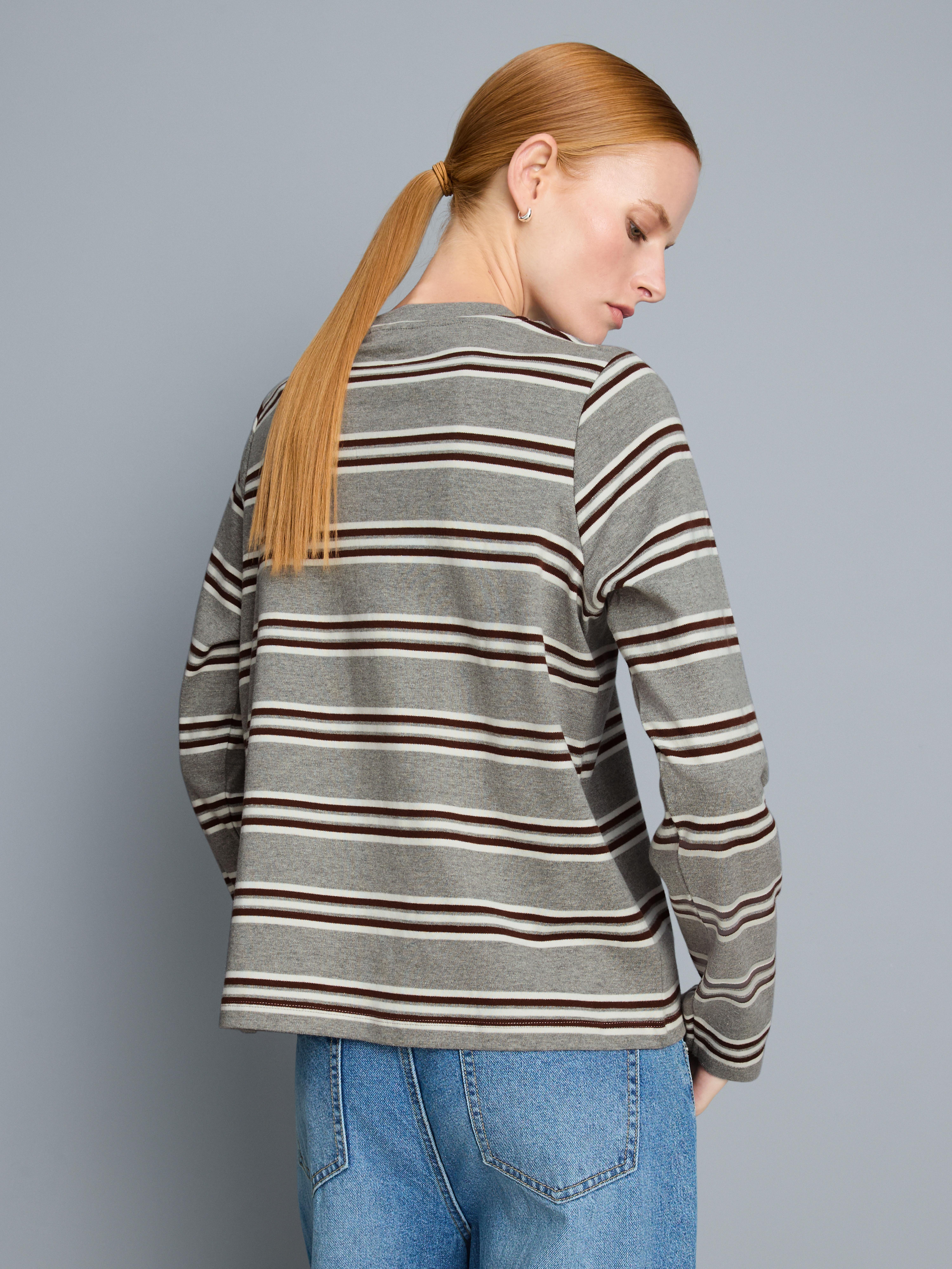 Gestreiftes Langarmshirt aus reiner Baumwolle