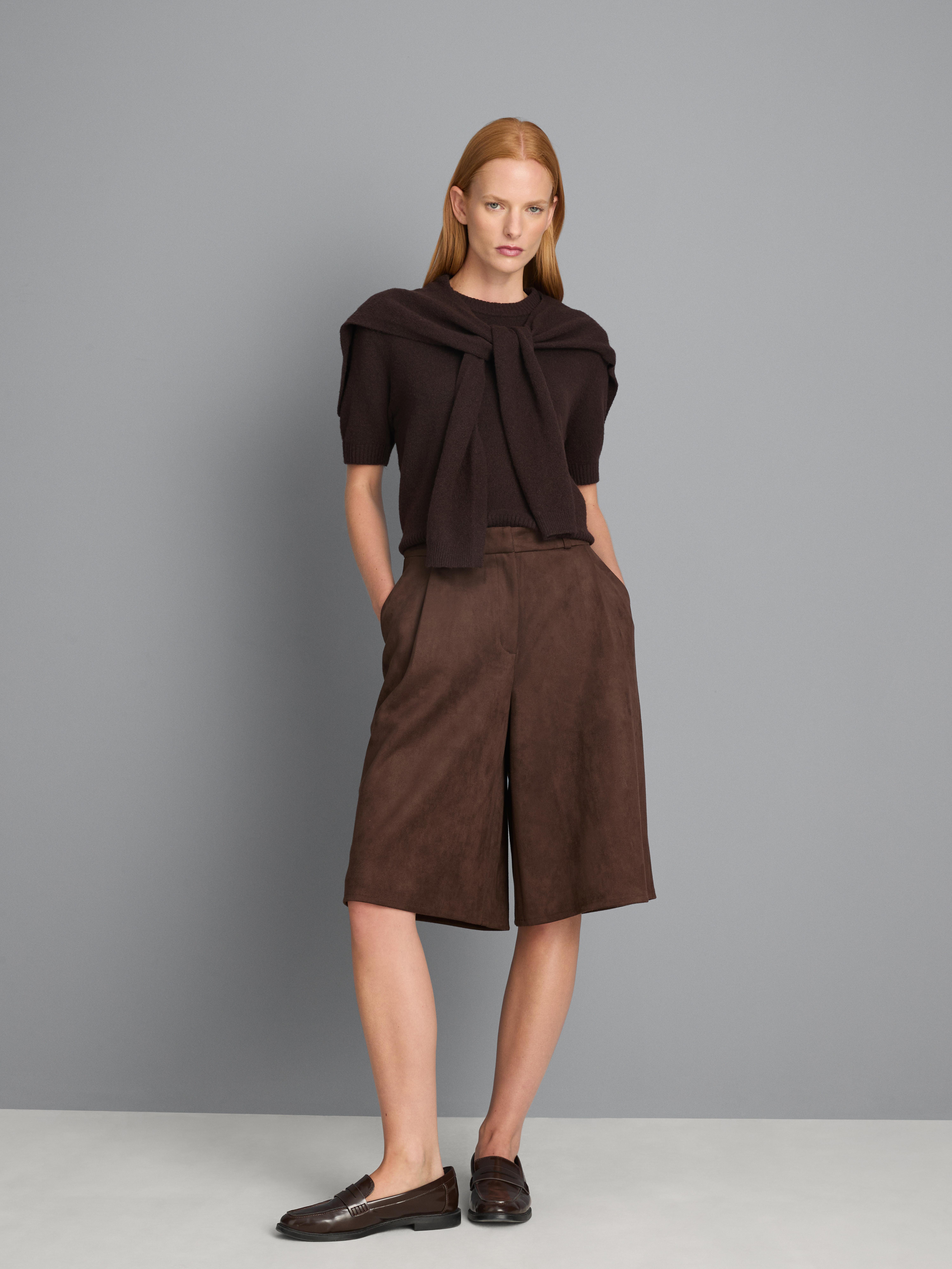 Faux Suede Bermuda Shorts