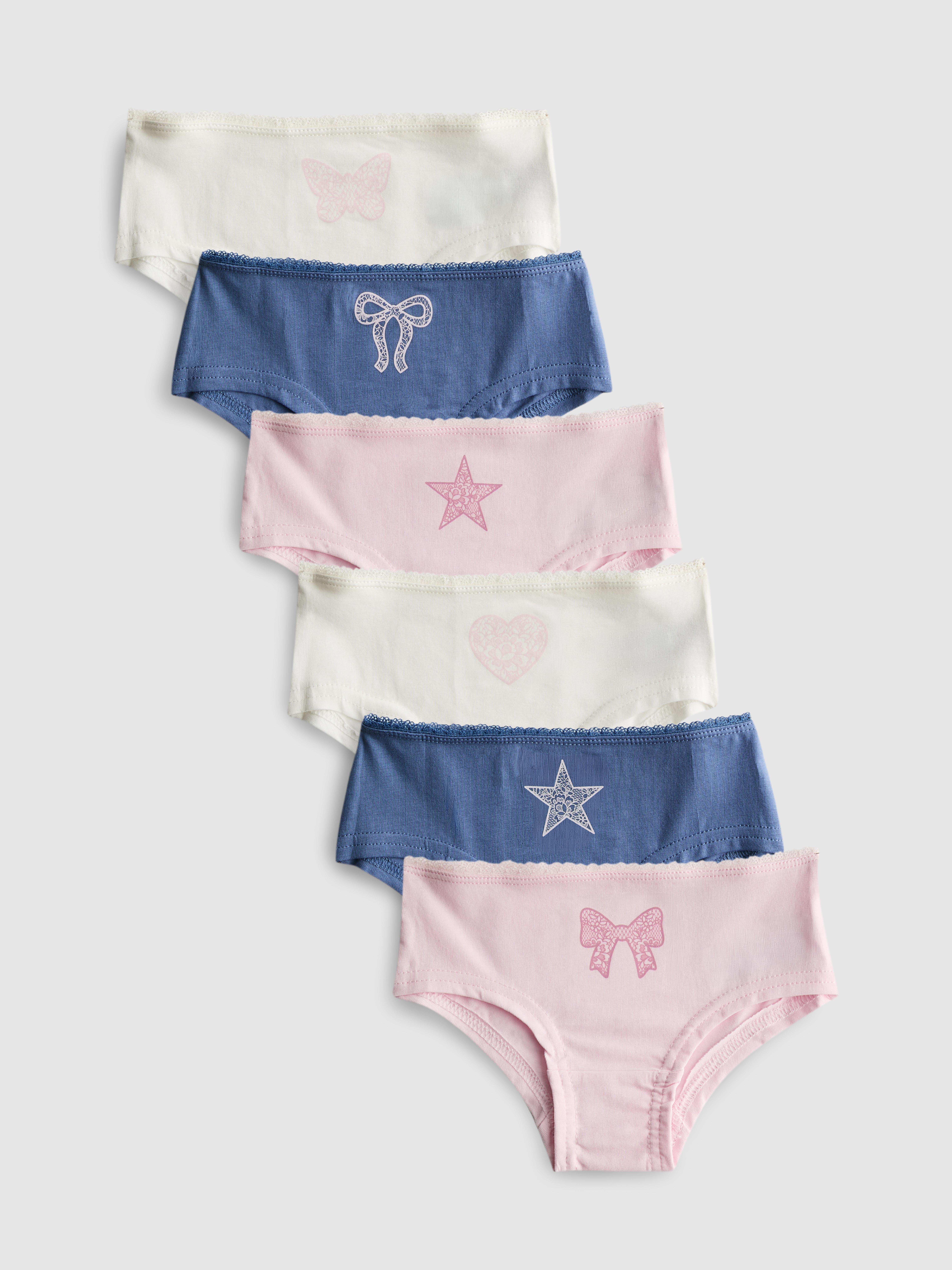 2-15yrs | 6pk Cotton-Rich Lace-Trim Hipster Briefs