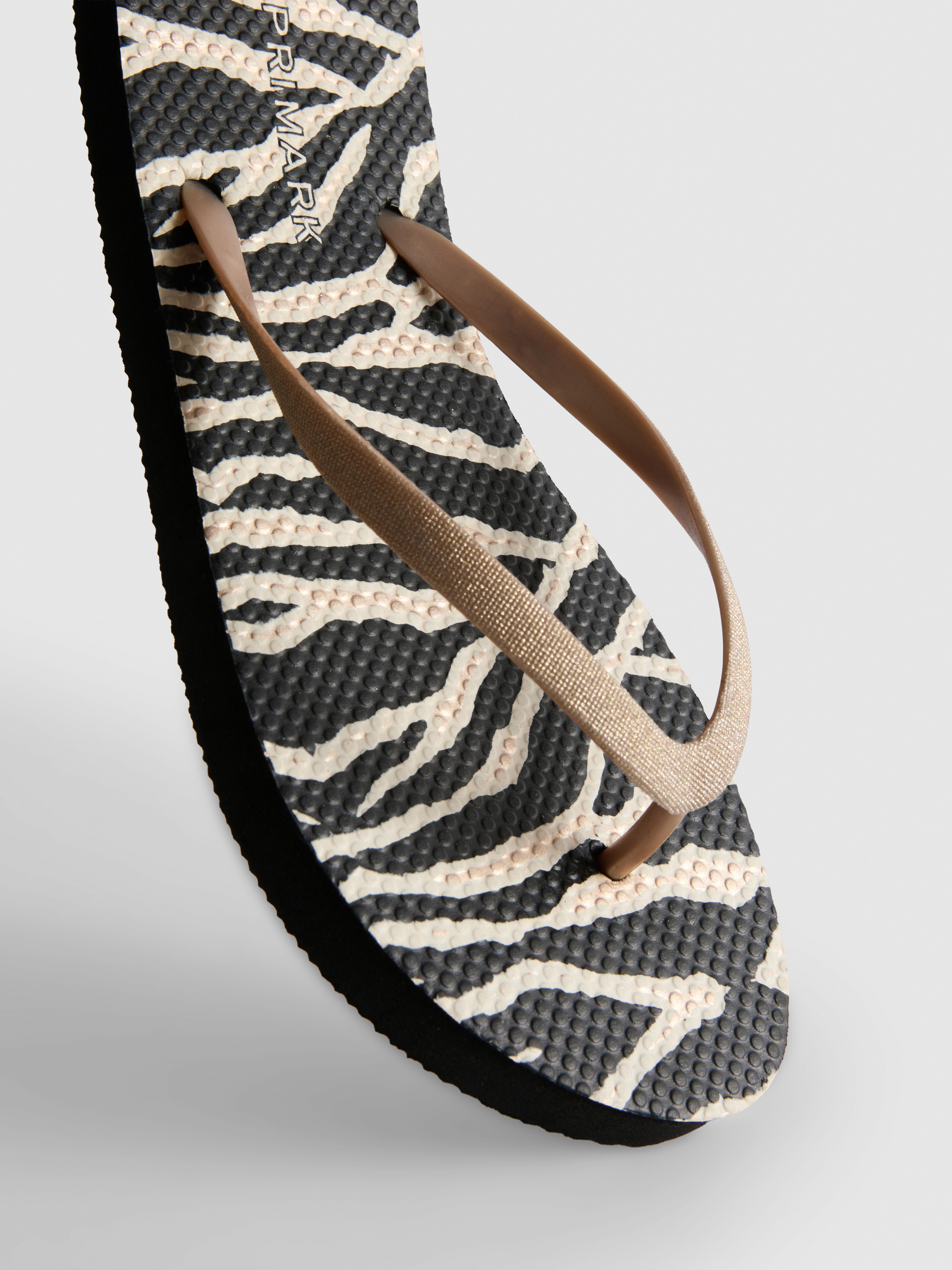 Zebra Print Flip Flops