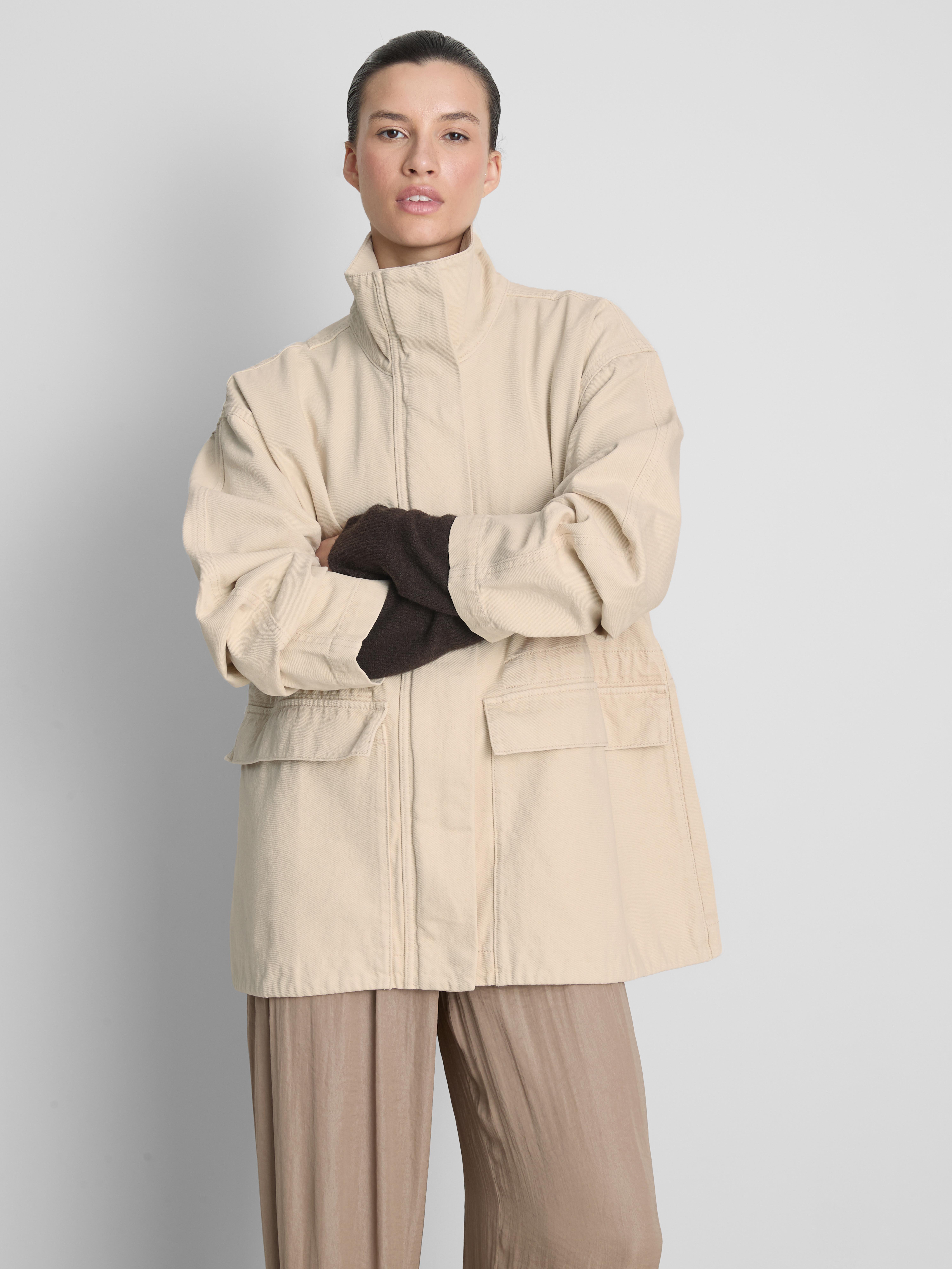 Cotton Canvas High-Neck Jacket