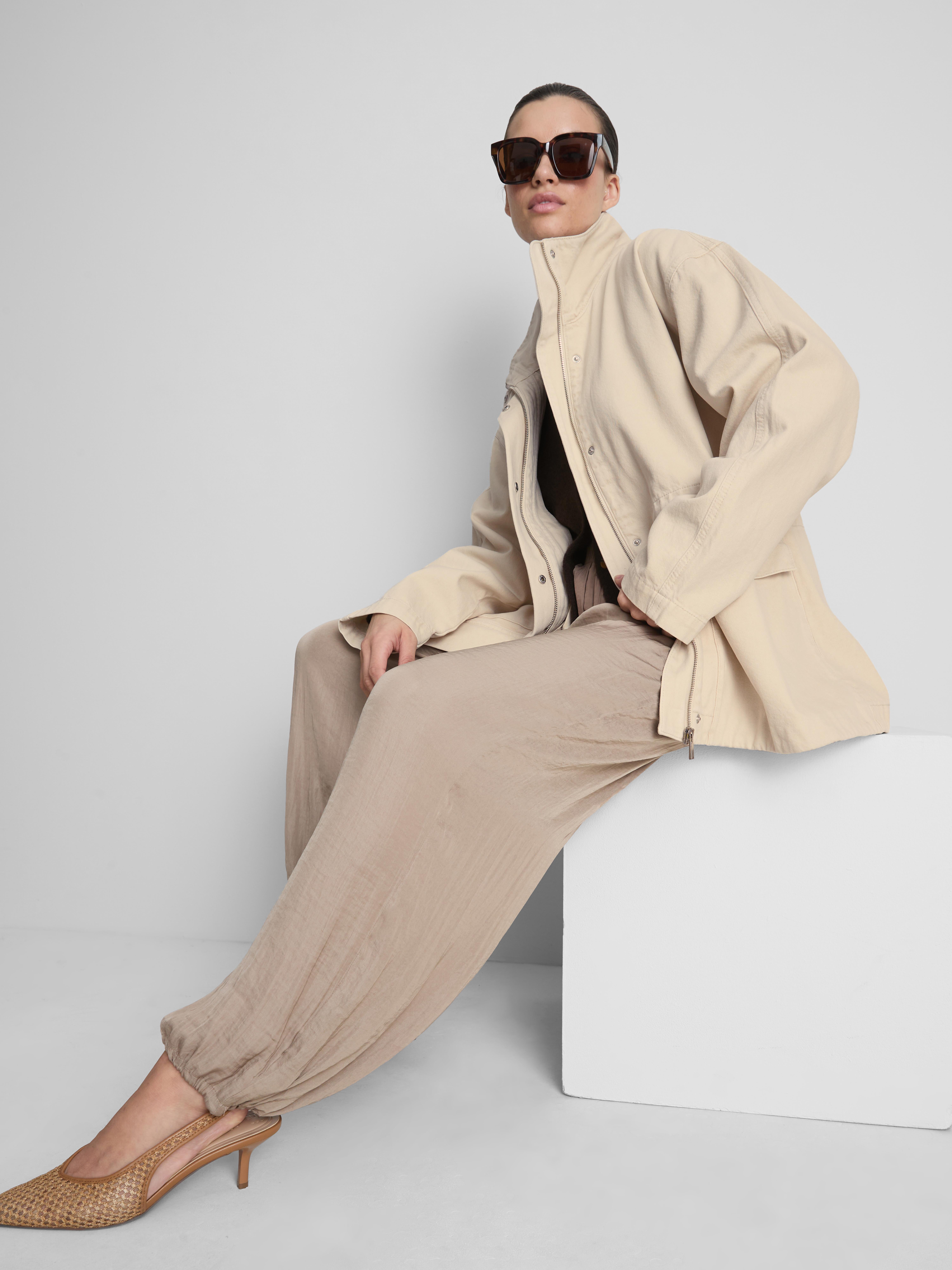 Cotton Canvas High-Neck Jacket