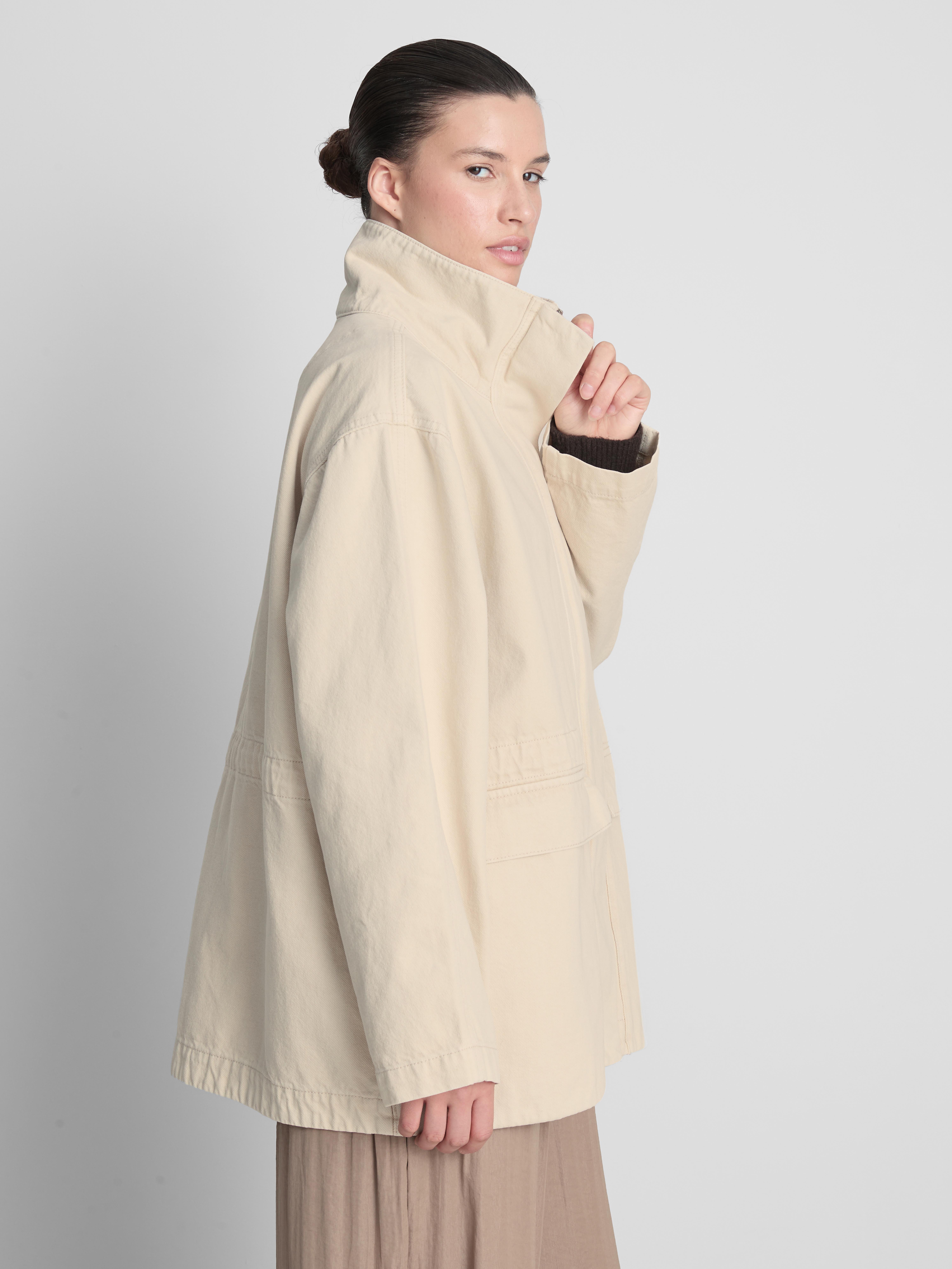 Cotton Canvas High-Neck Jacket