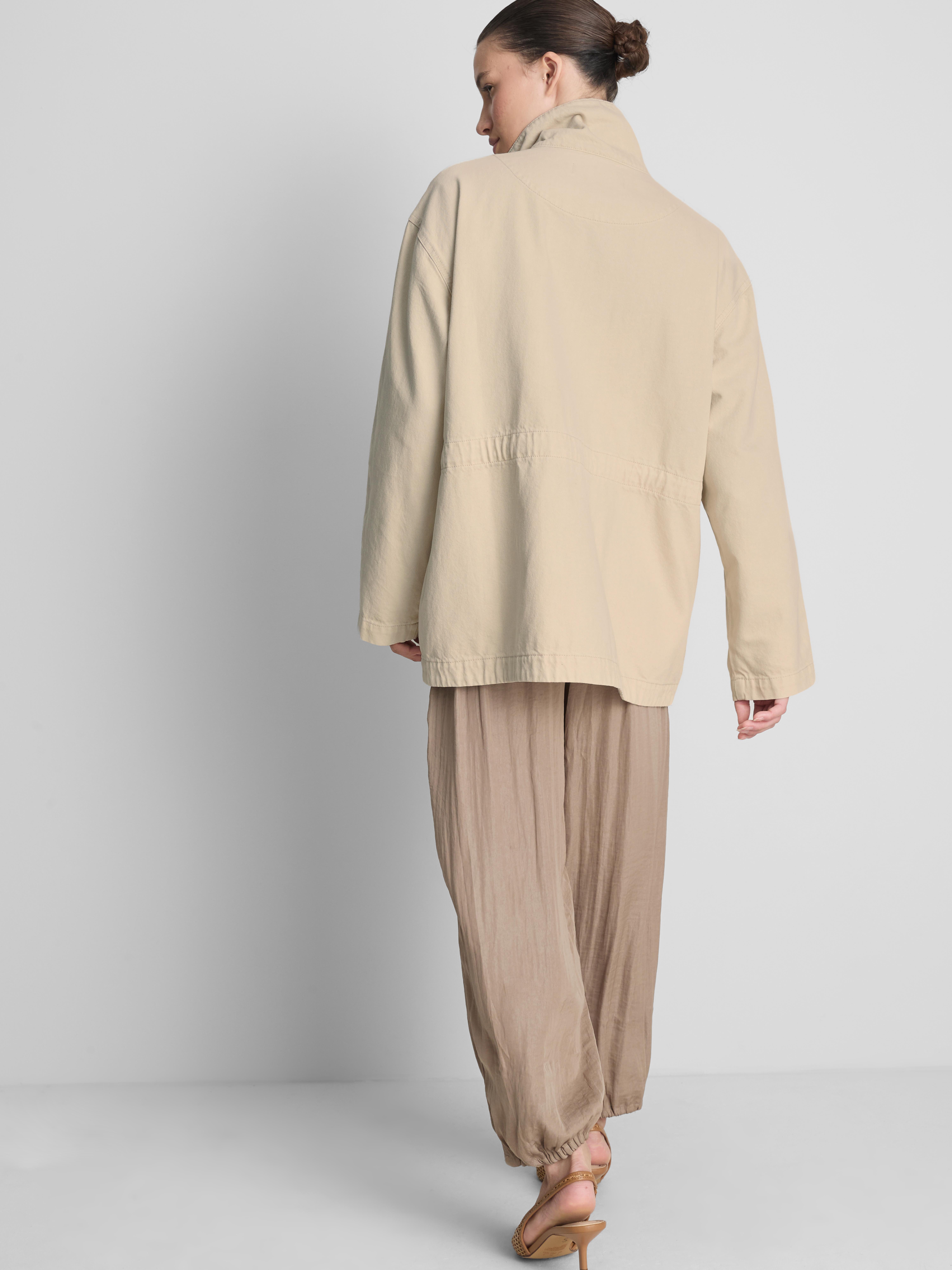 Cotton Canvas High-Neck Jacket