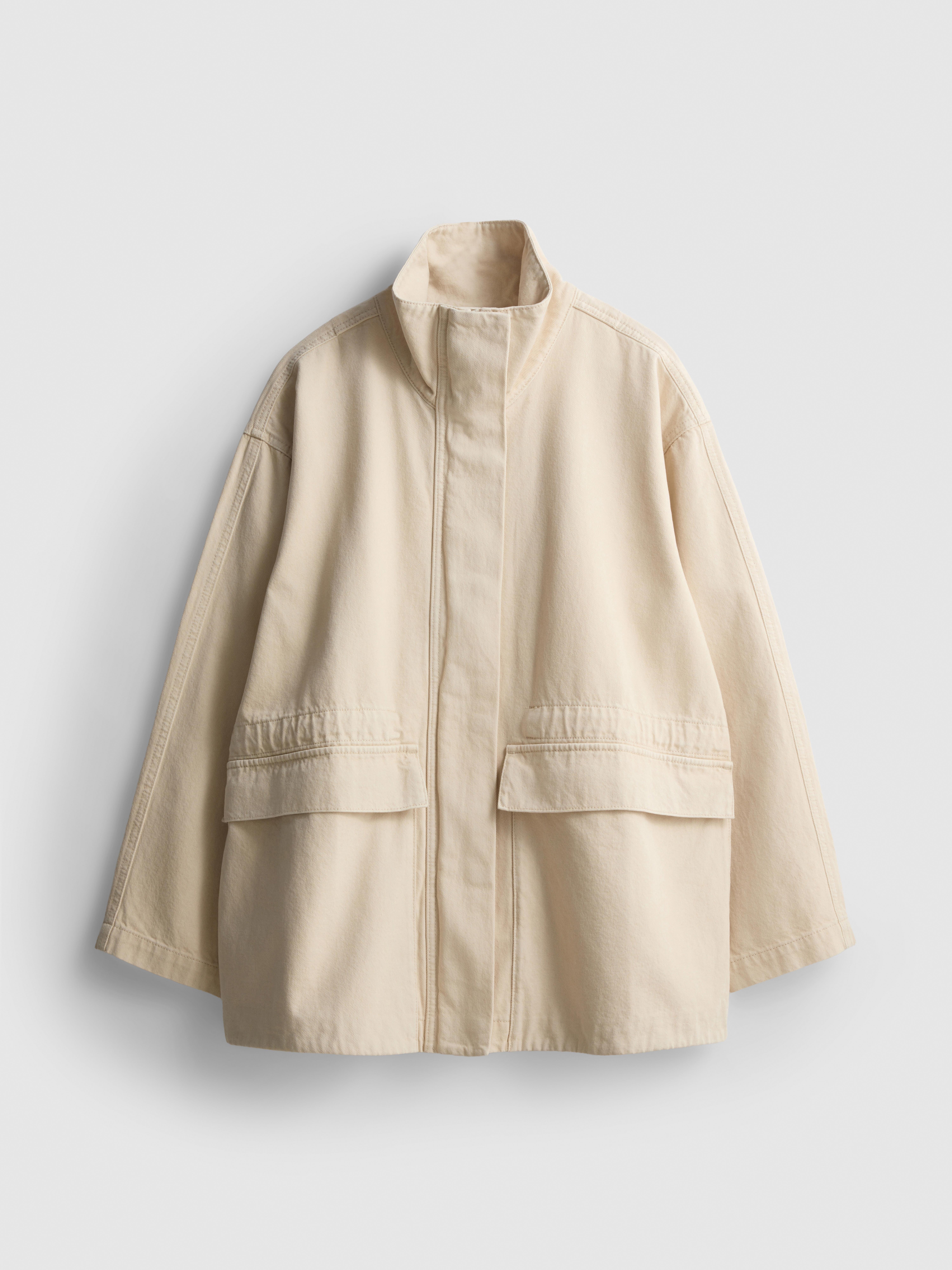 Cotton Canvas High-Neck Jacket
