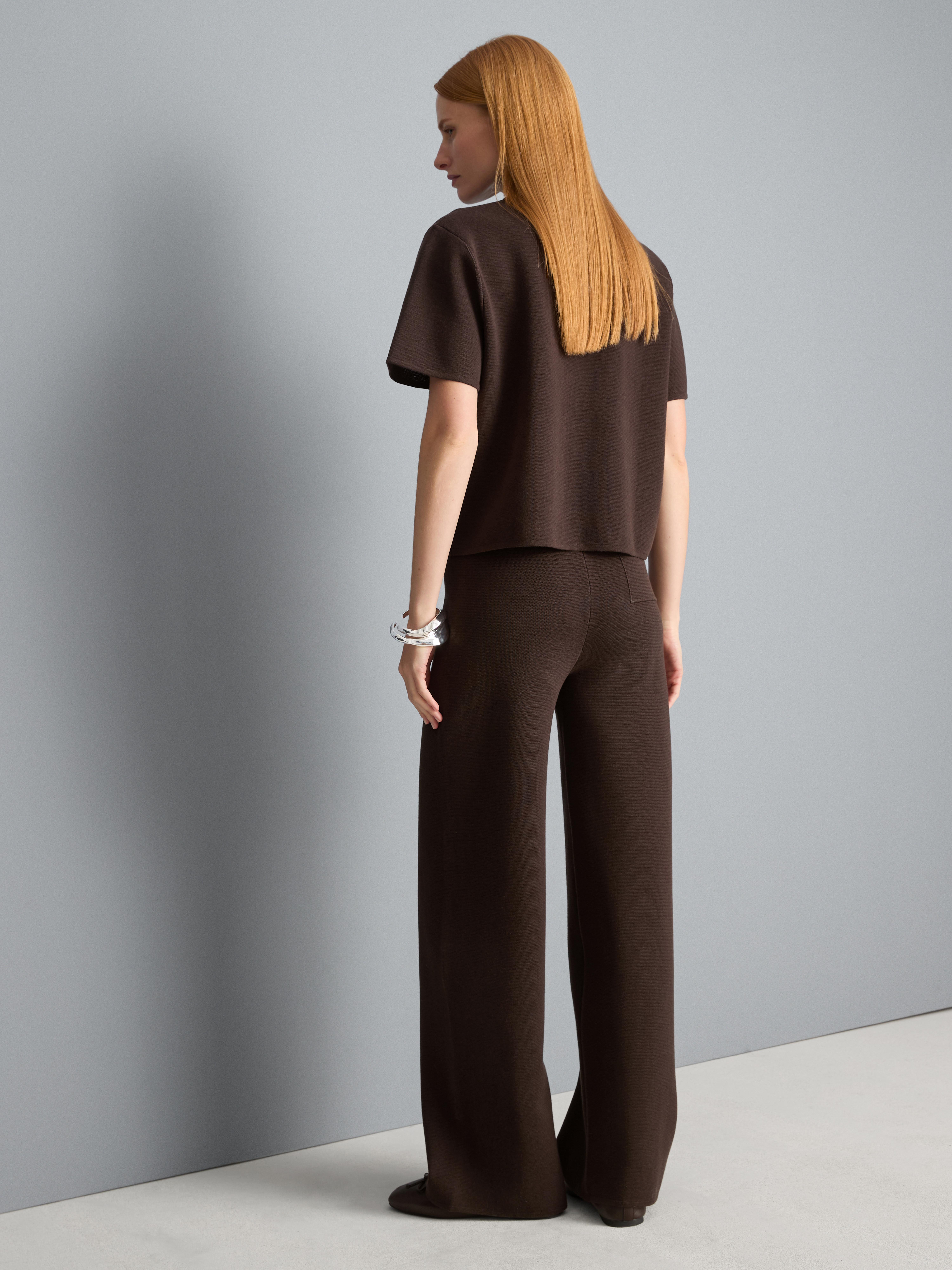Compact Knit Wide-Leg Pants