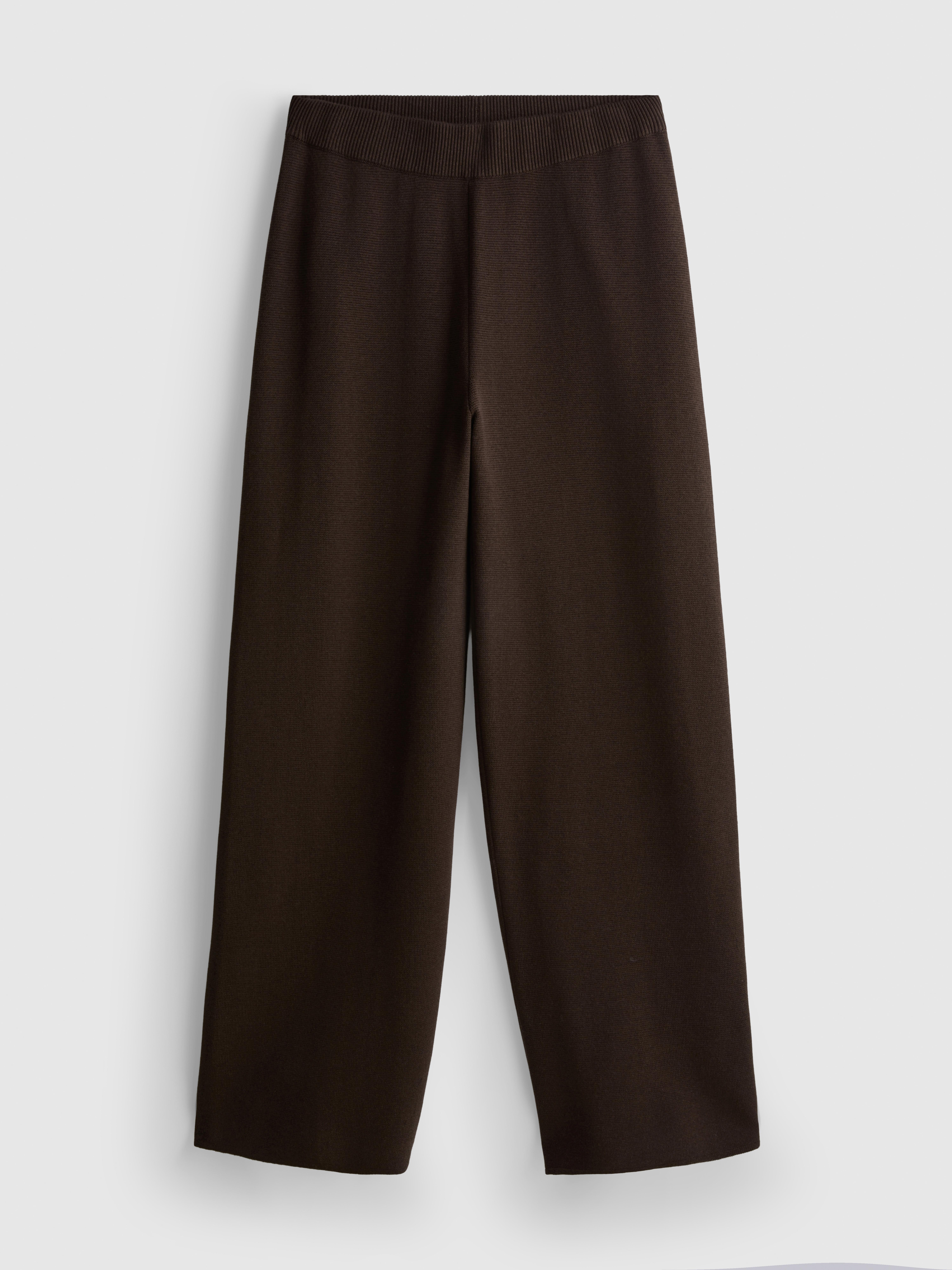 Compact Knit Wide-Leg Pants