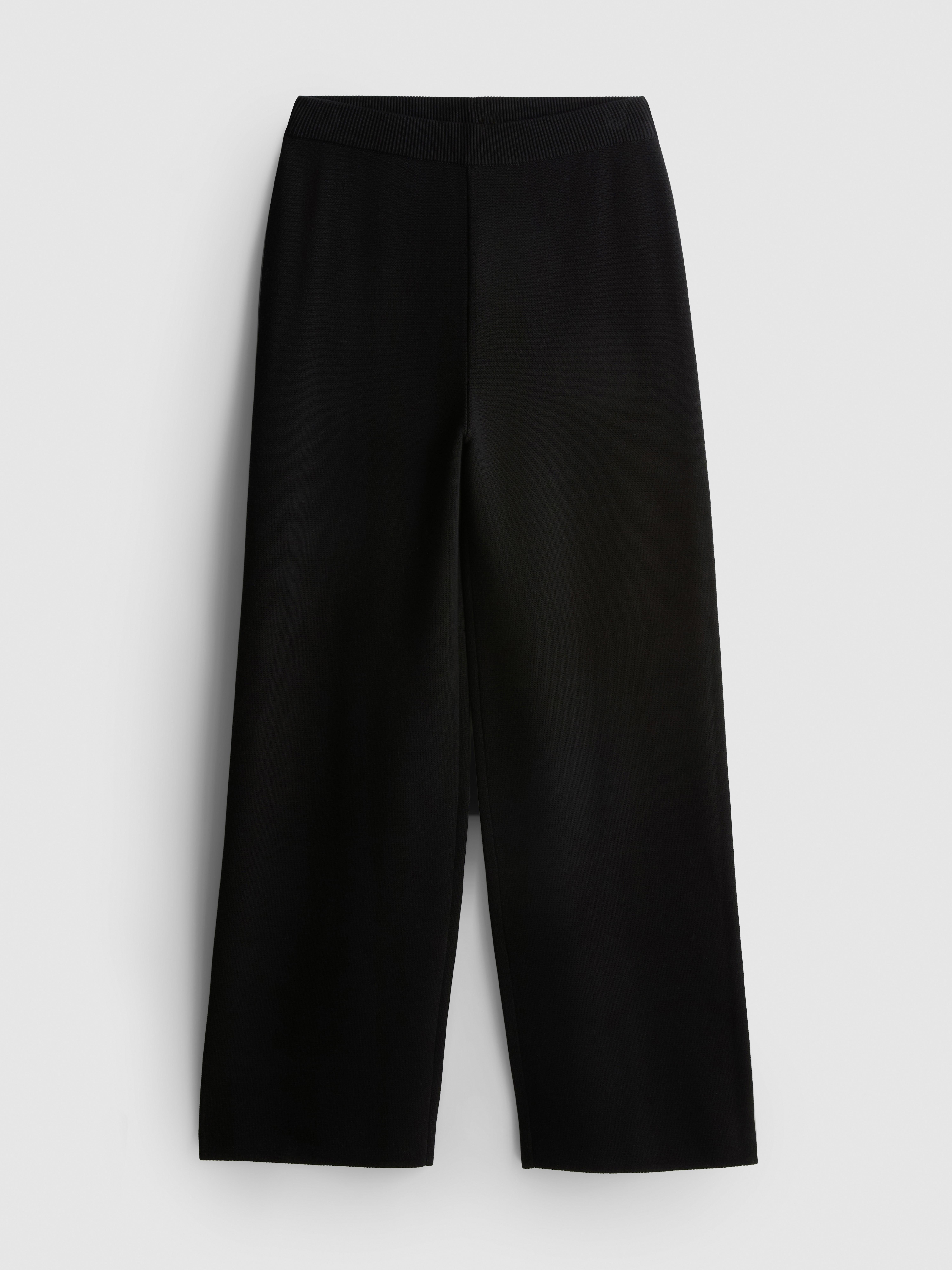 Compact Knit Wide-Leg Pants