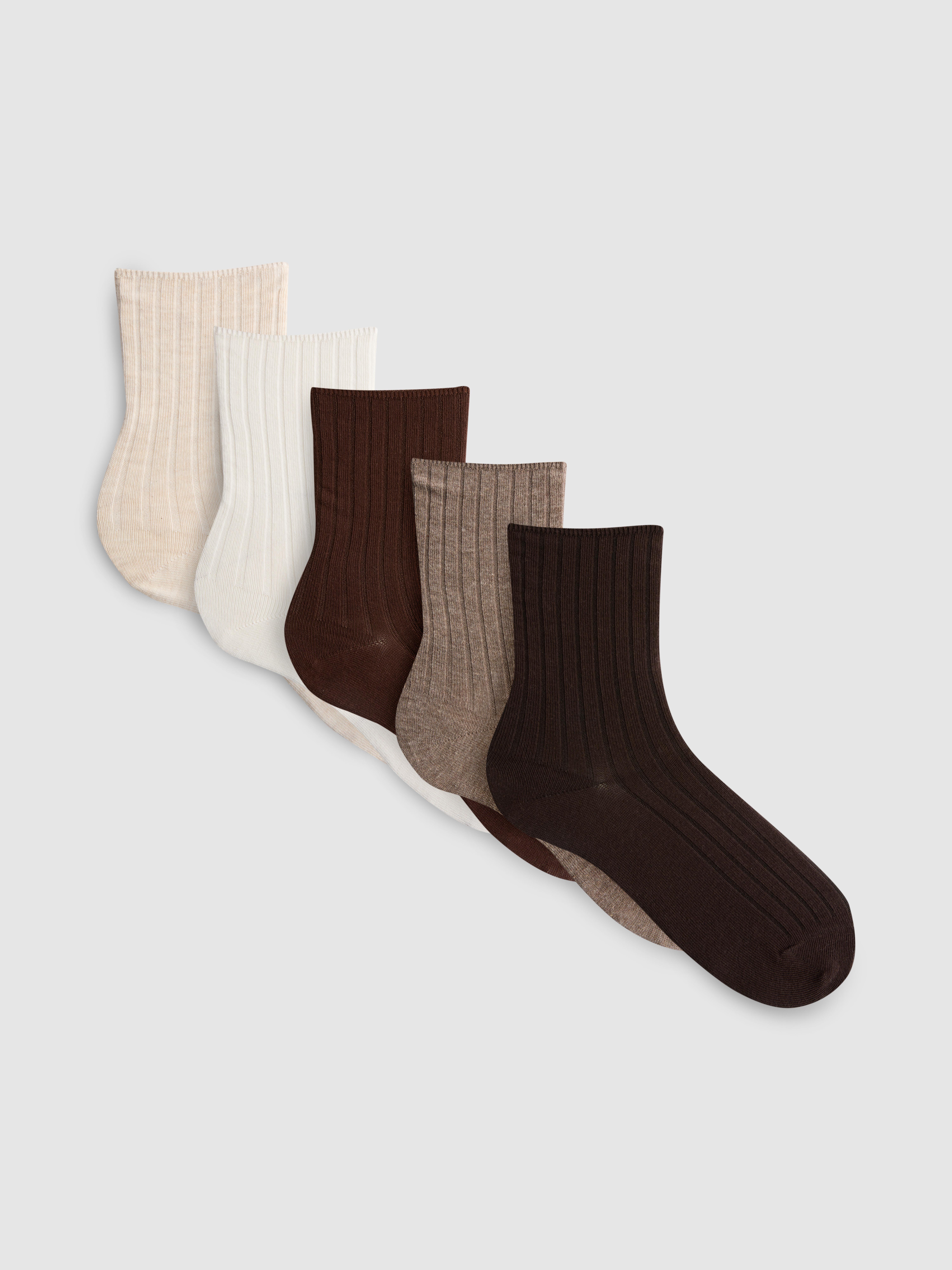 5pk Ribbed Crew Socks