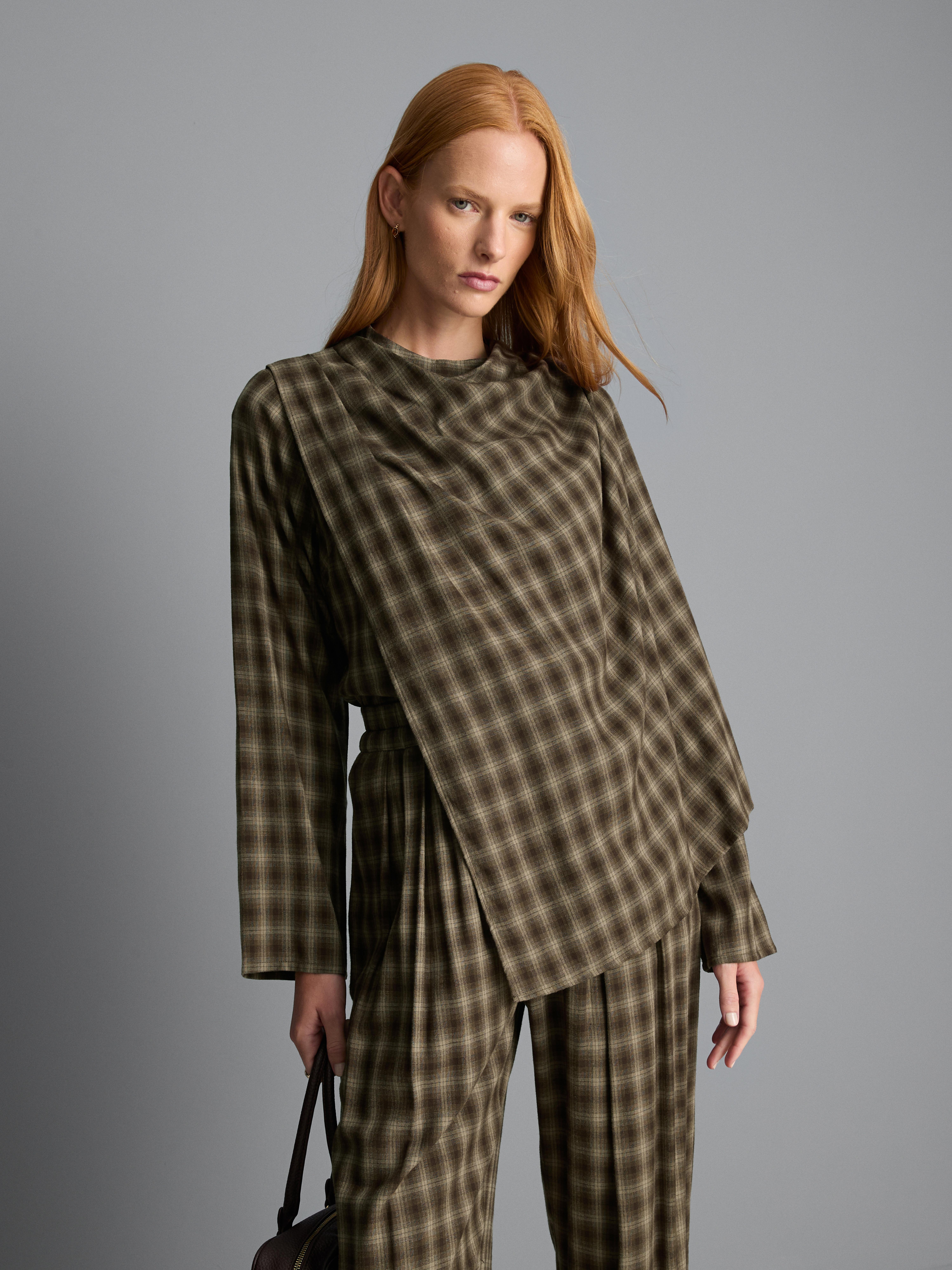 Draped Check Top