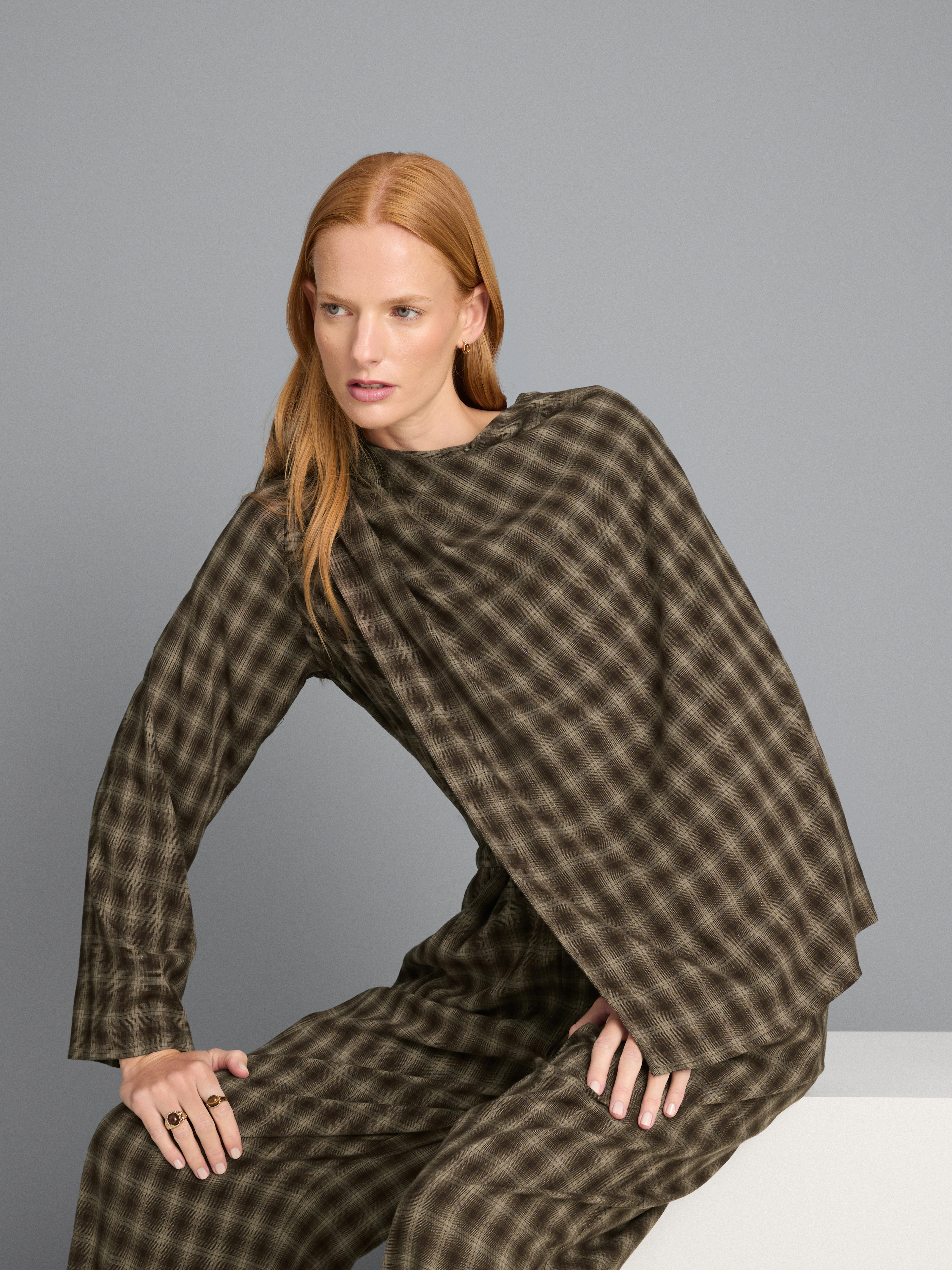 Draped Check Top