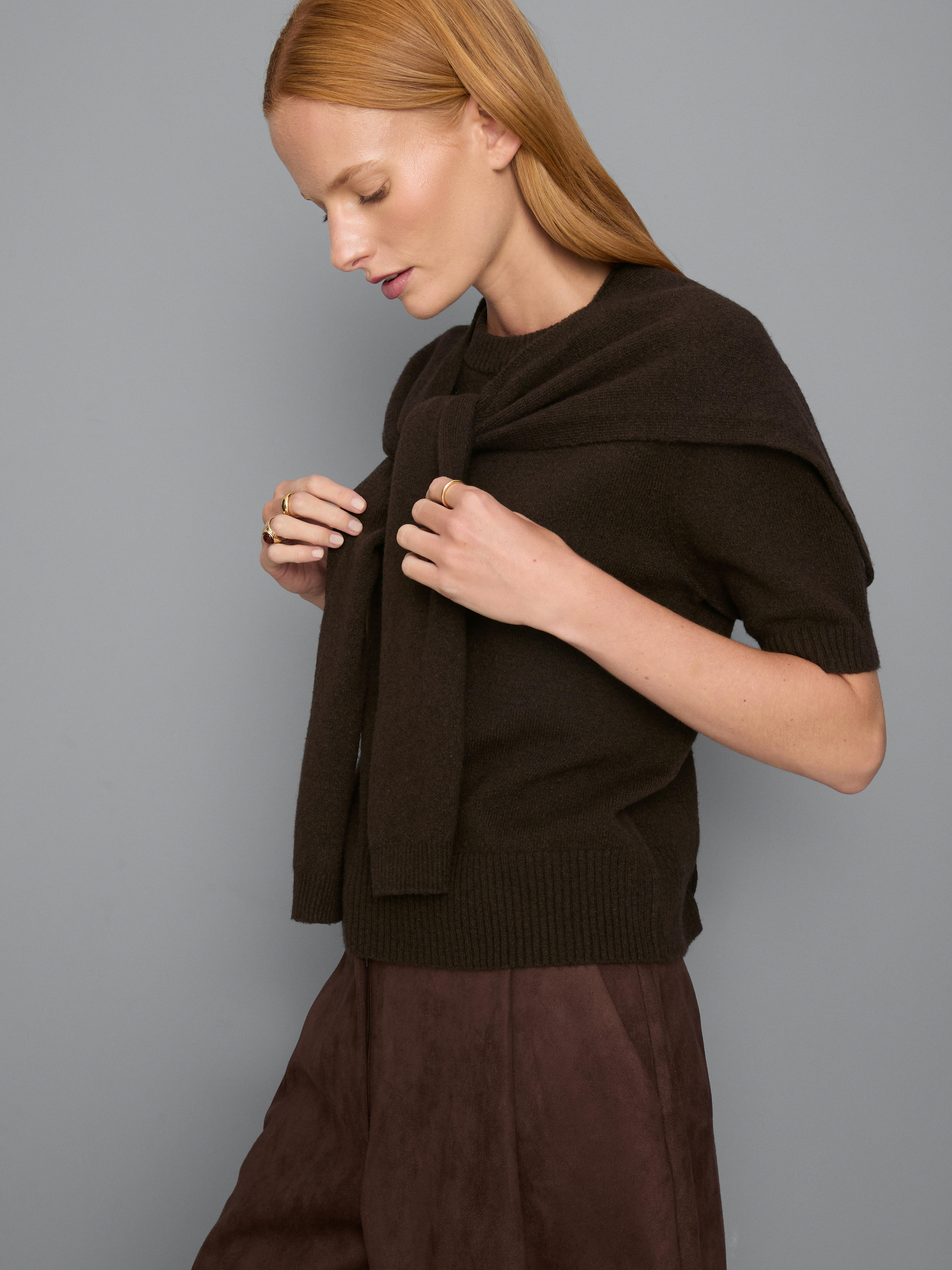 Knitted Tie Neck Tee