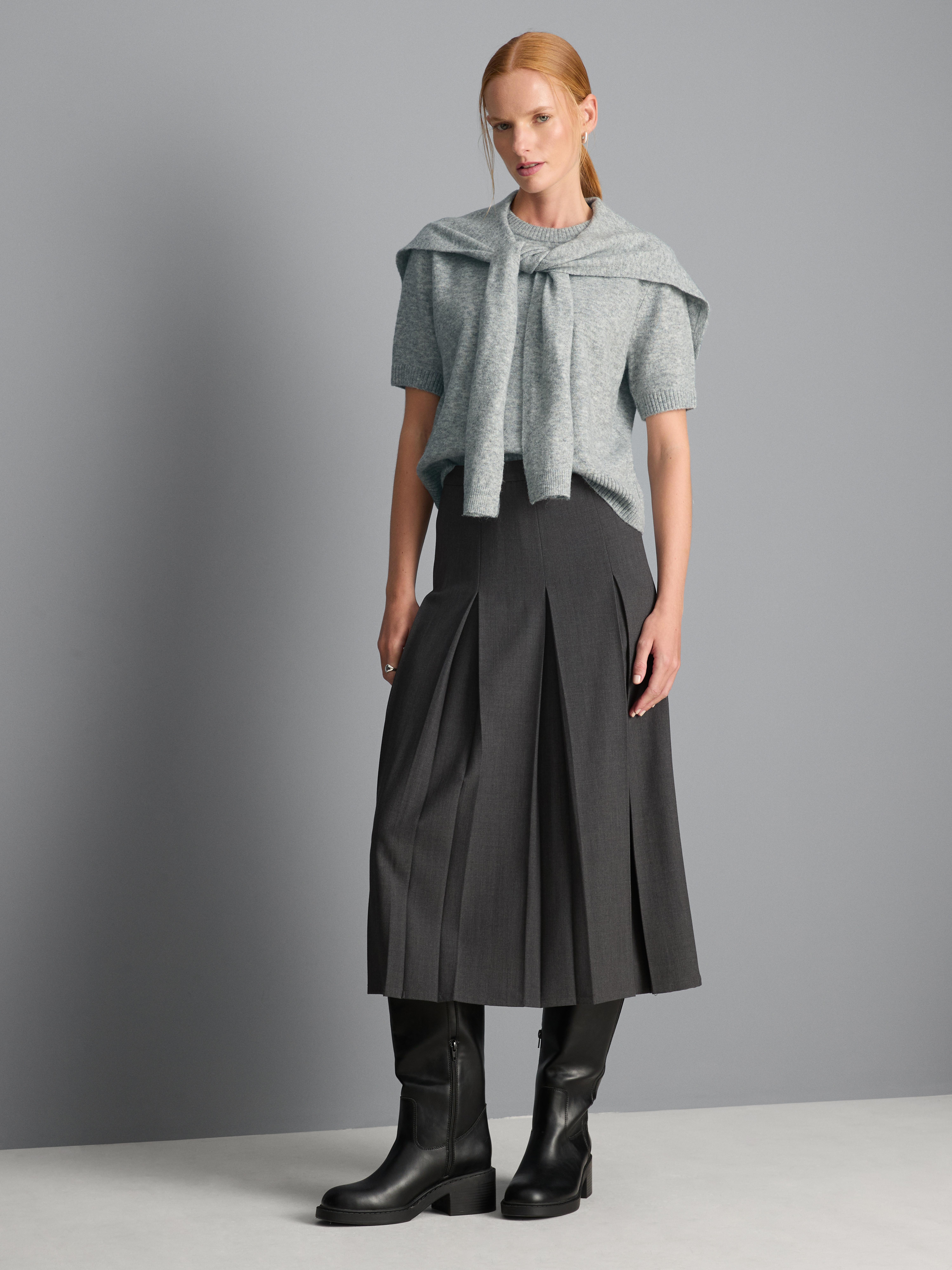 Knitted Tie Neck Tee