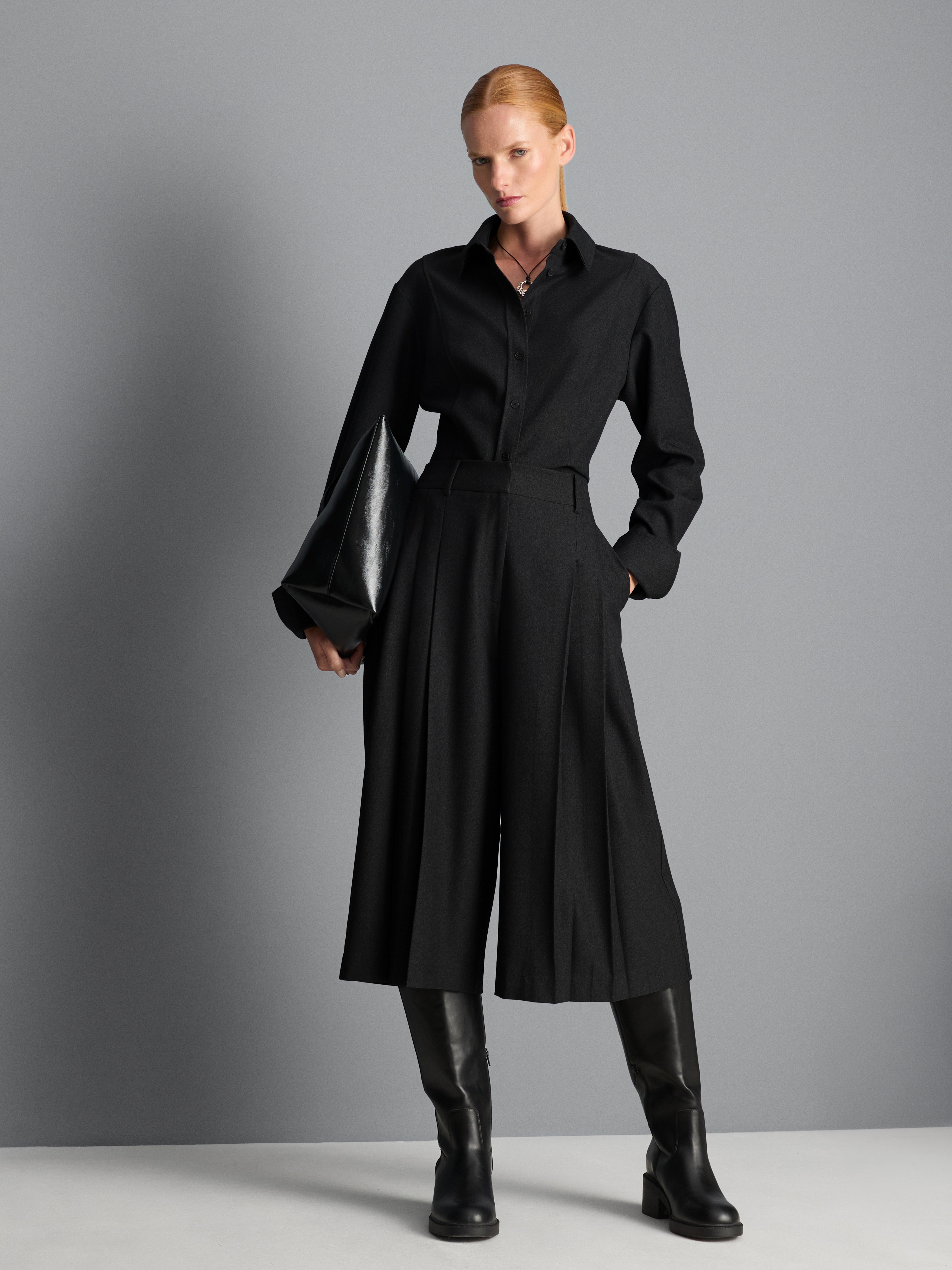 Pleated Culotte Pants