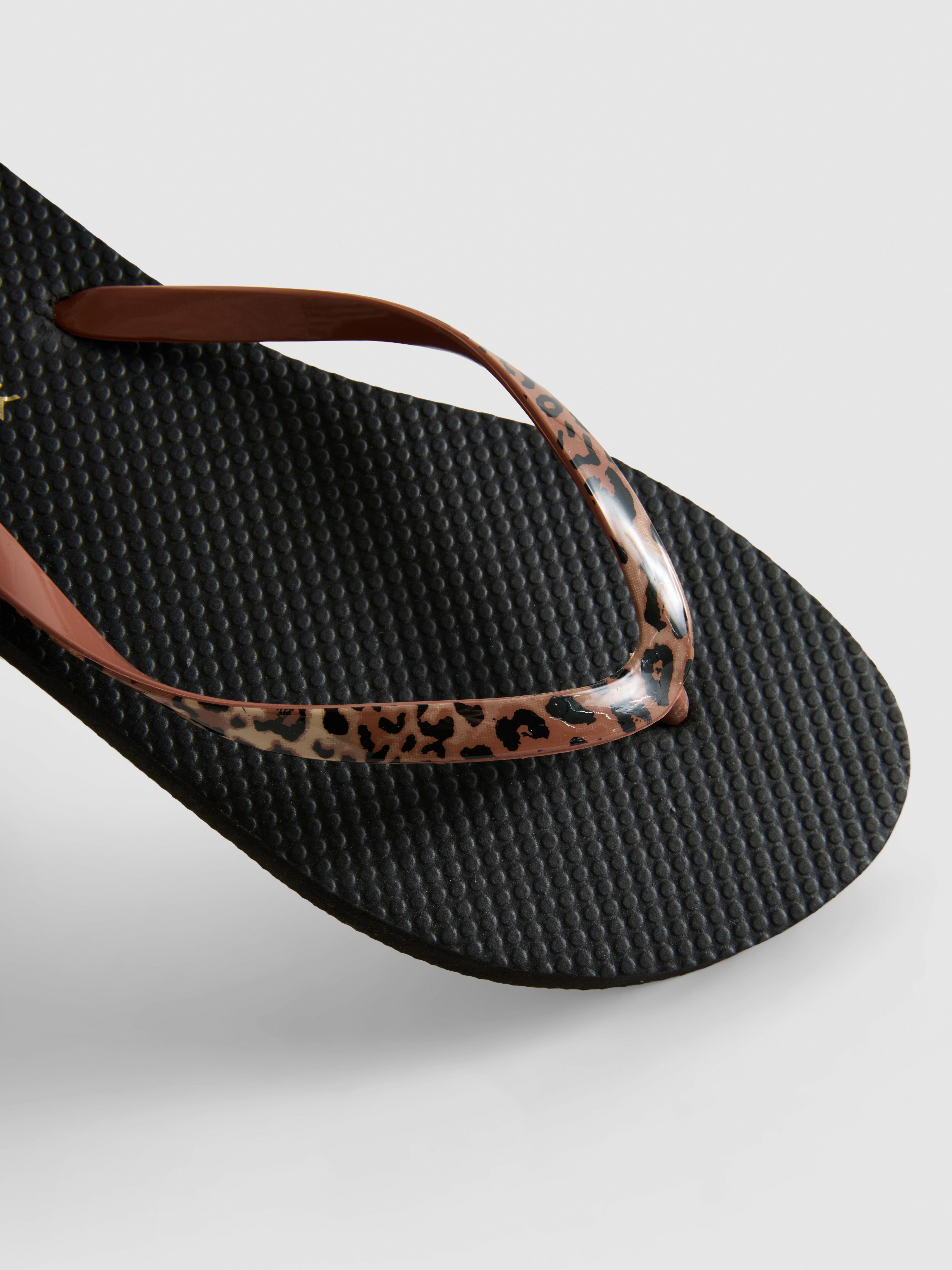 Women's Dark Brown Patterned Flip Flops | Penneys
