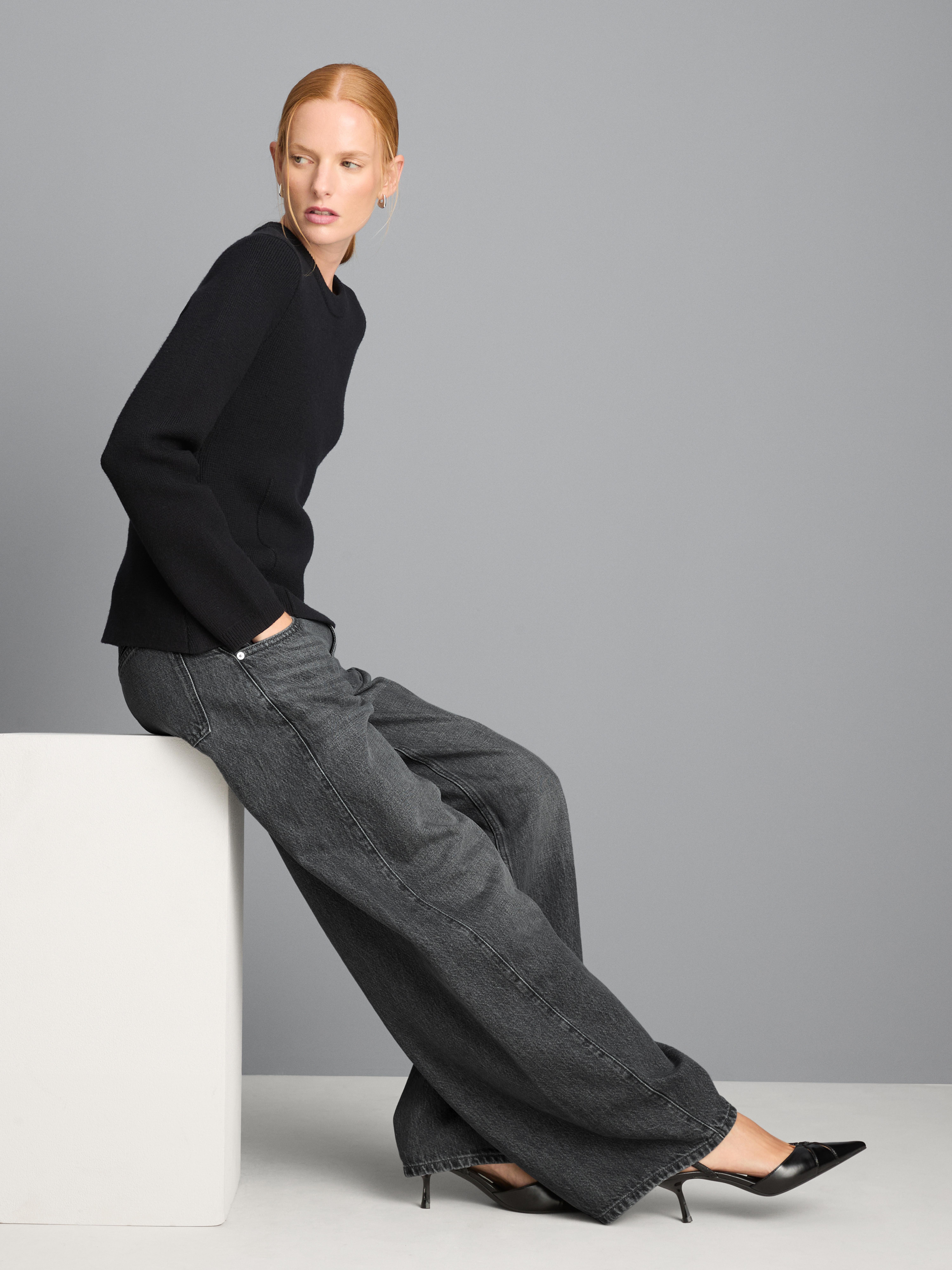 Cotton Denim Baggy Barrel Leg Jeans