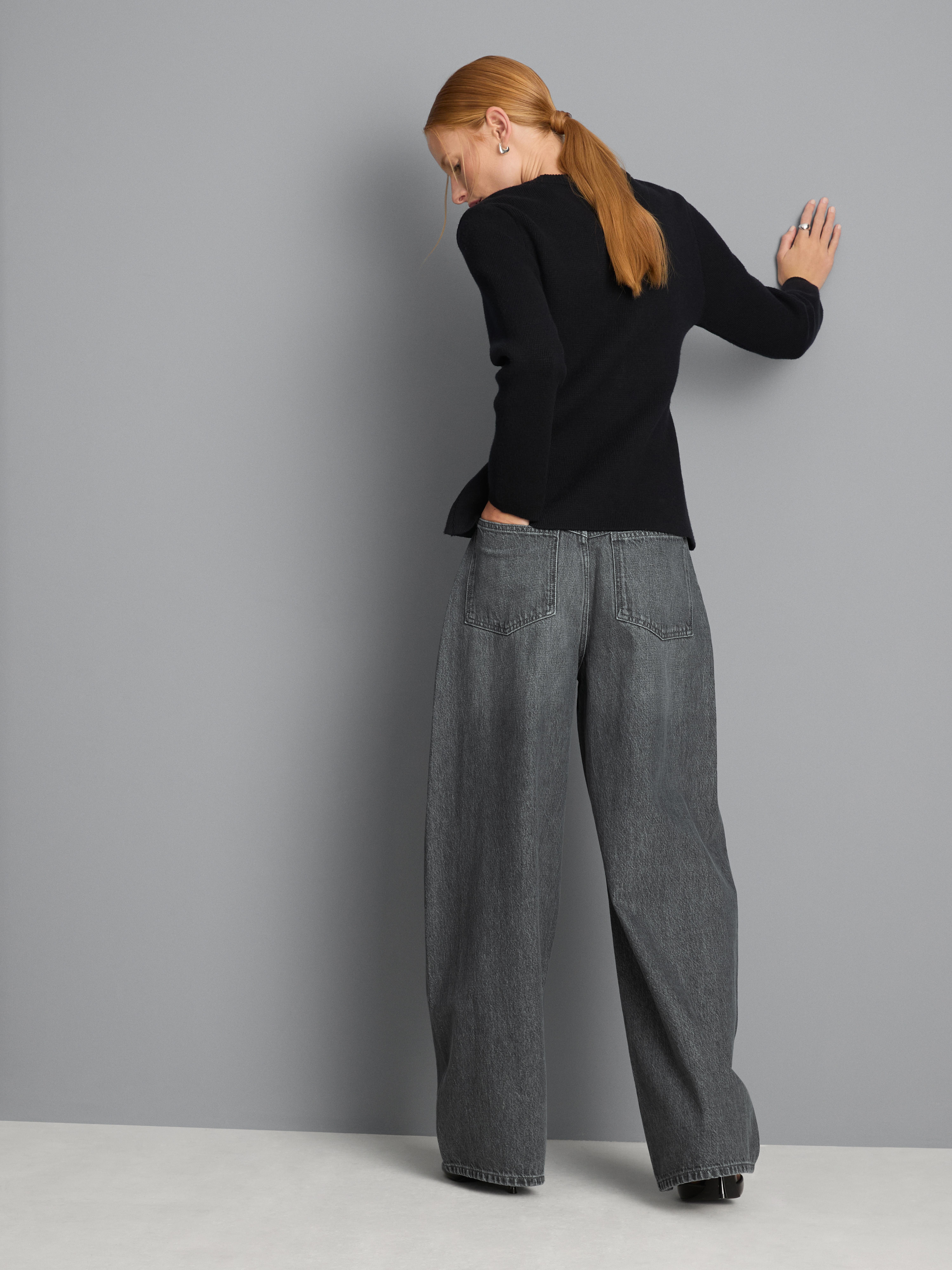 Cotton Denim Baggy Barrel Leg Jeans