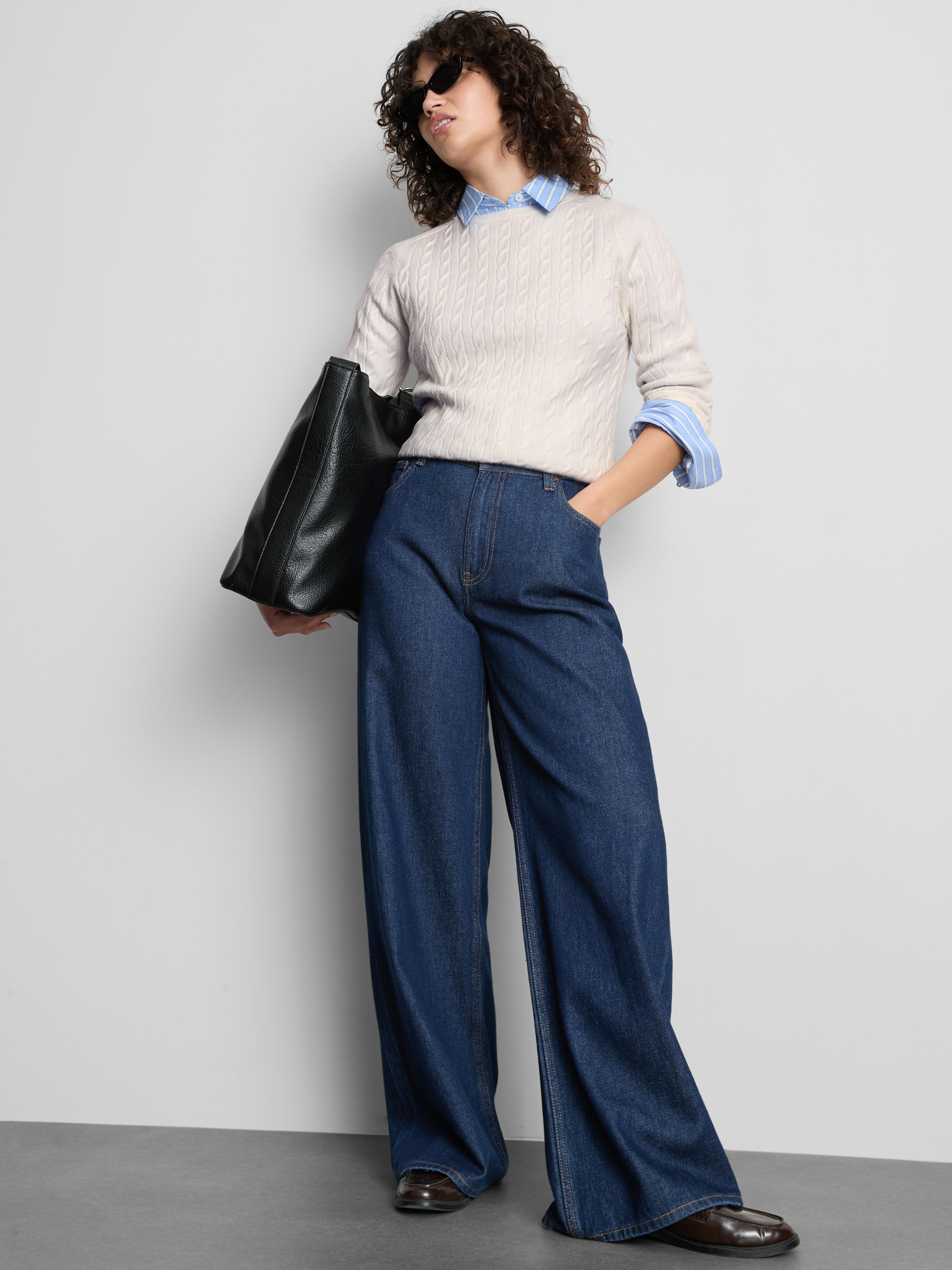 Cable Knit Crew Neck Jumper Ivory