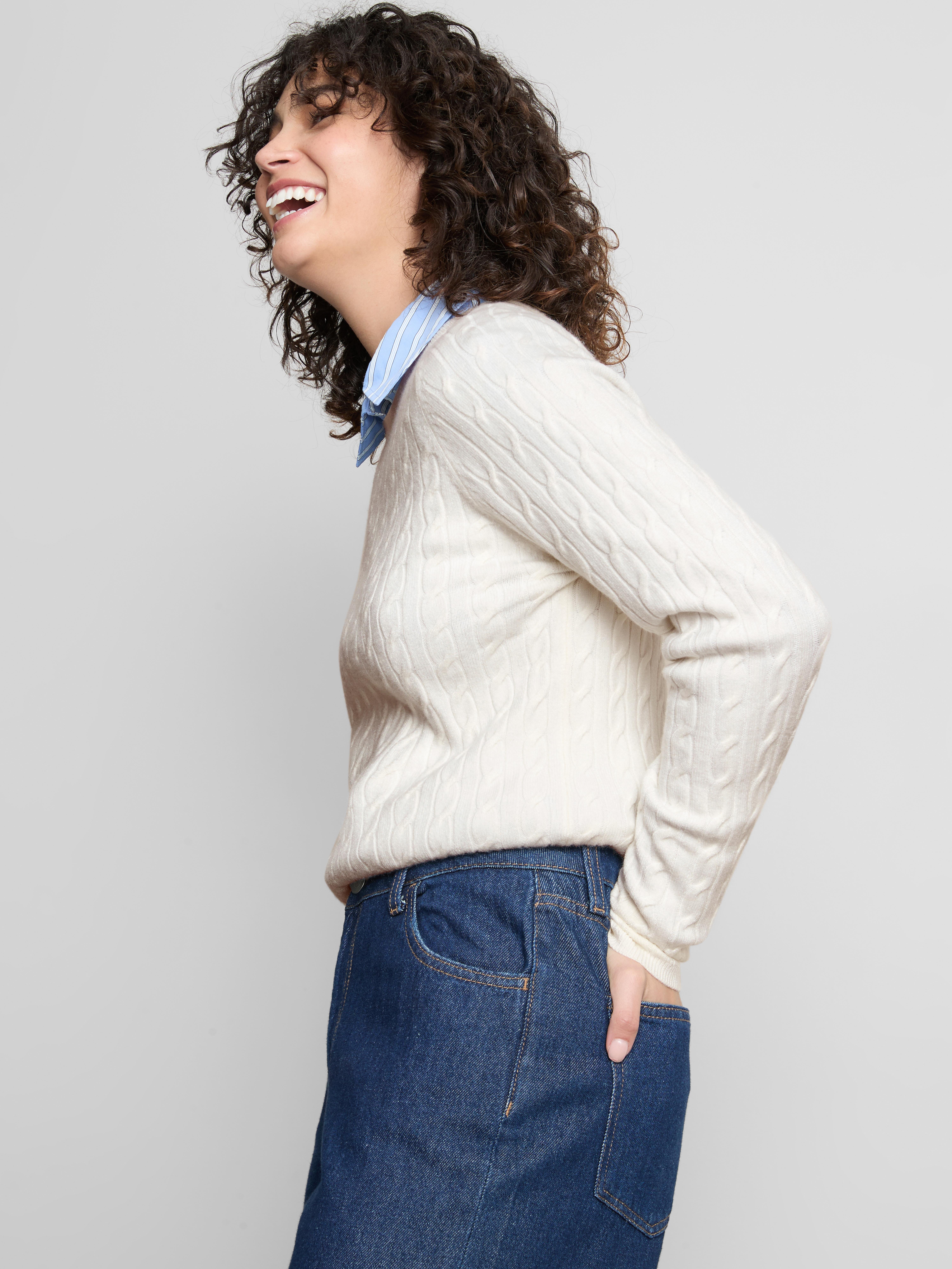 Cable Knit Crew Neck Sweater