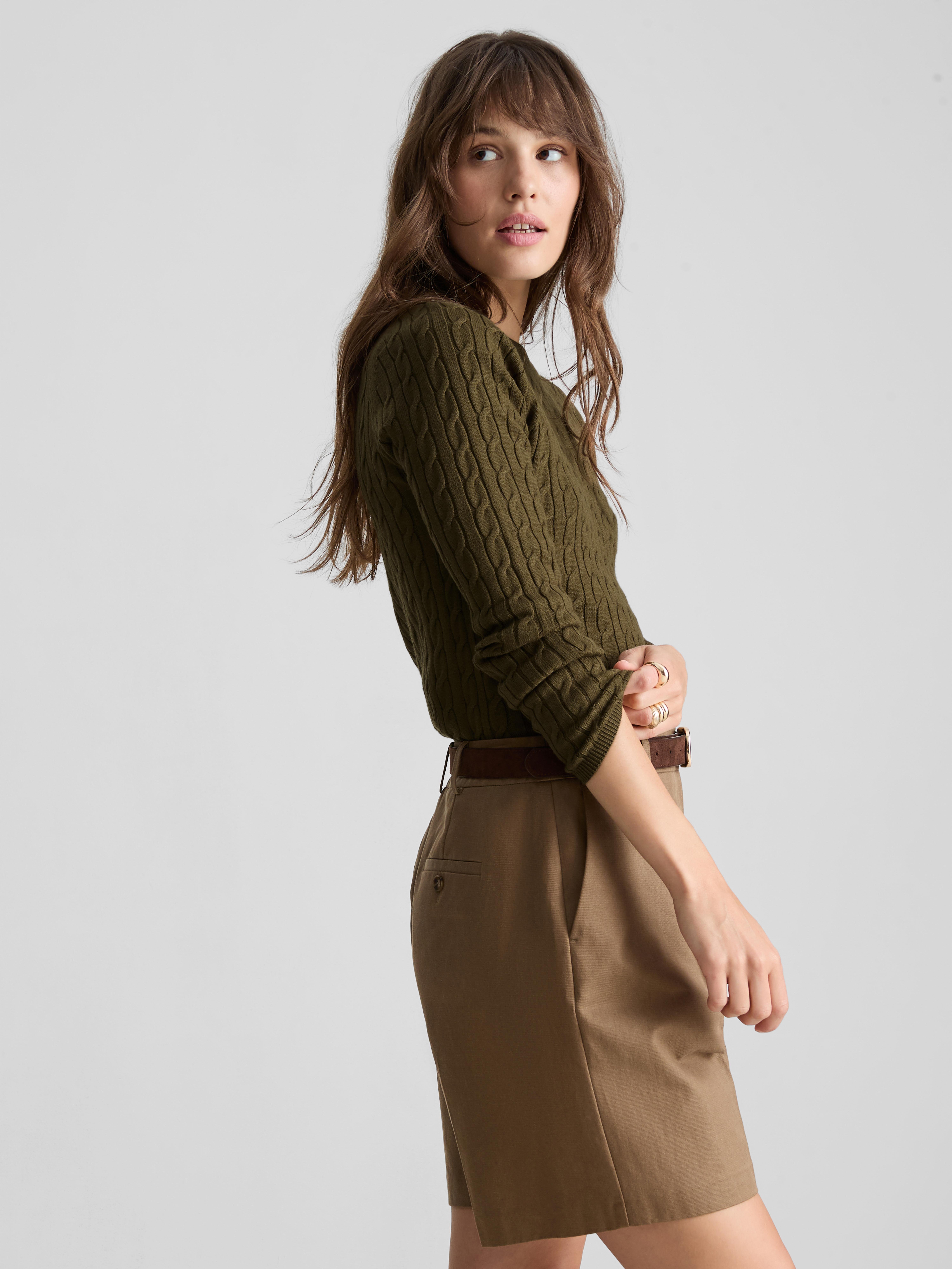 Cable Knit Crew Neck Sweater