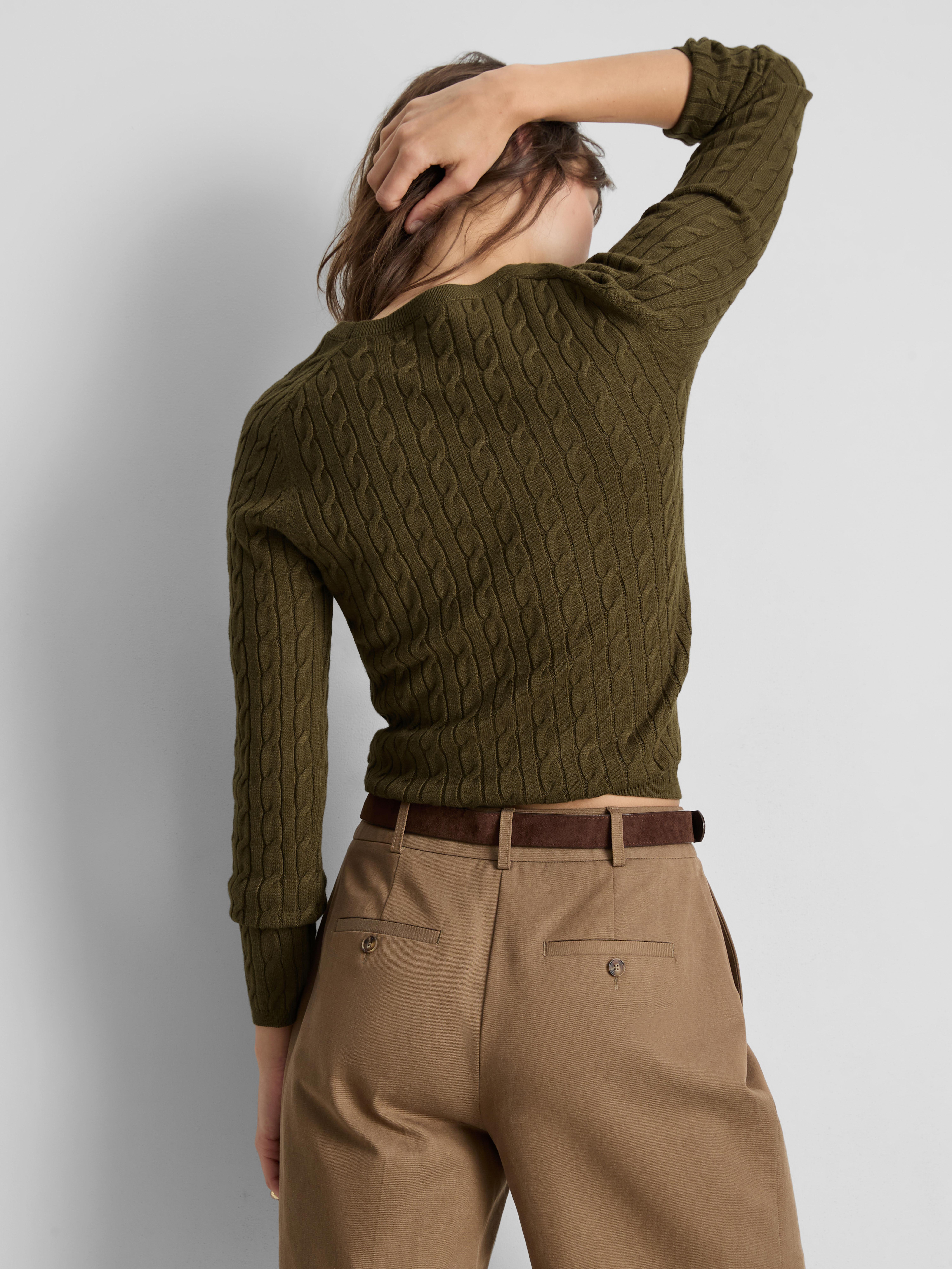 Cable Knit Crew Neck Sweater