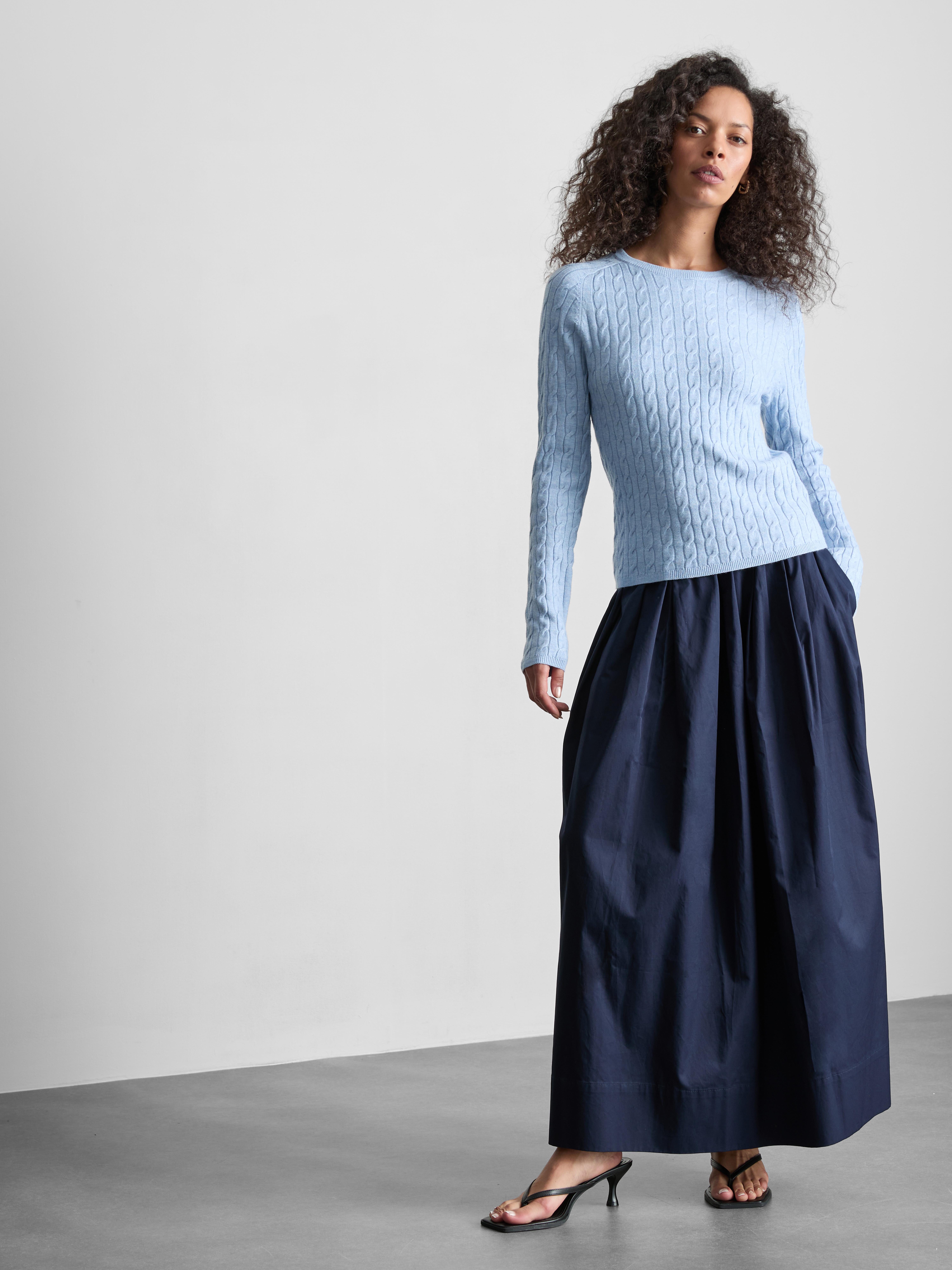 Cable Knit Crew Neck Sweater