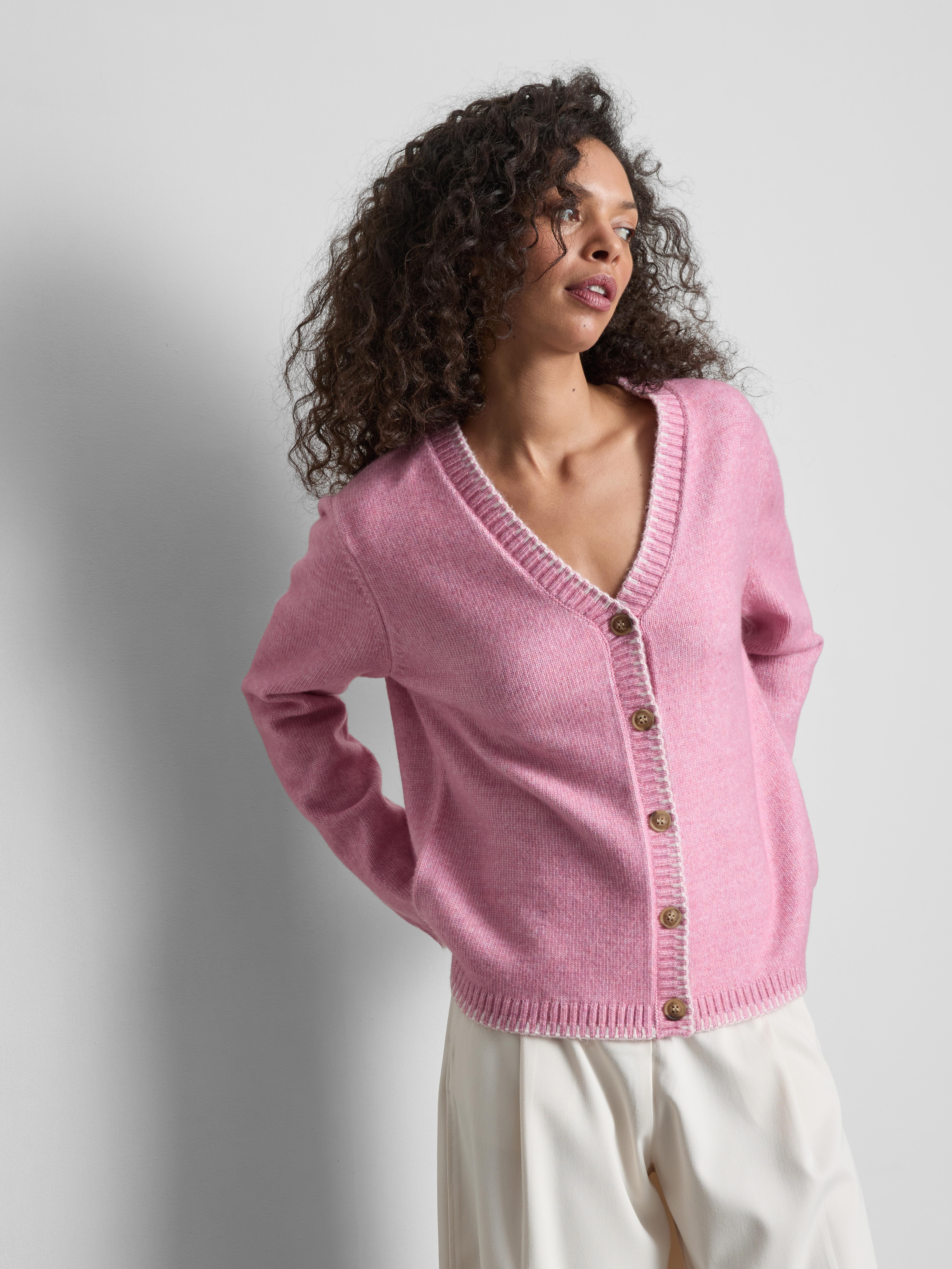 „Halo Stitch“ Cardigan mit V-Ausschnitt Rosa