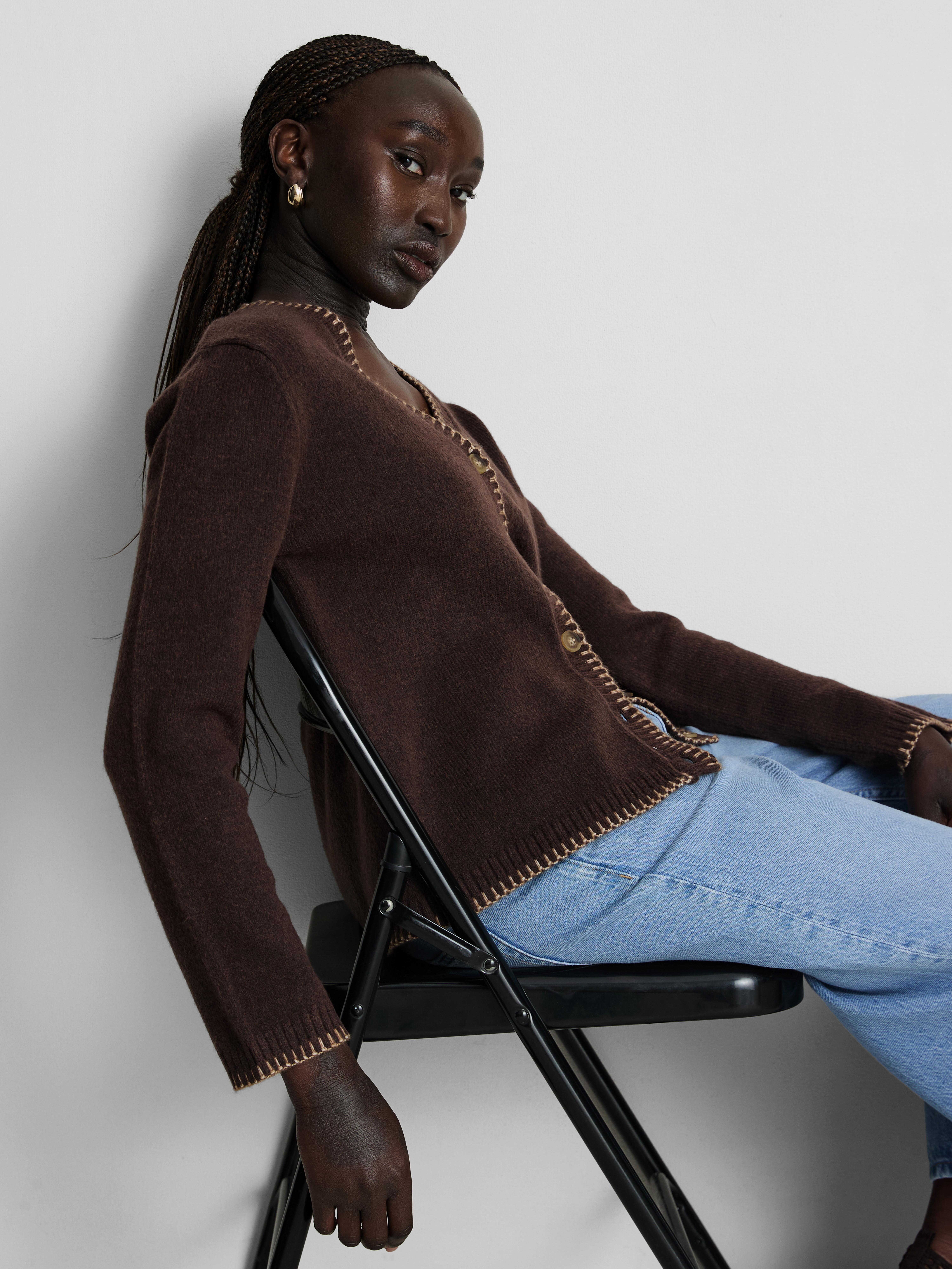 Halo Stitch V-Neck Cardigan