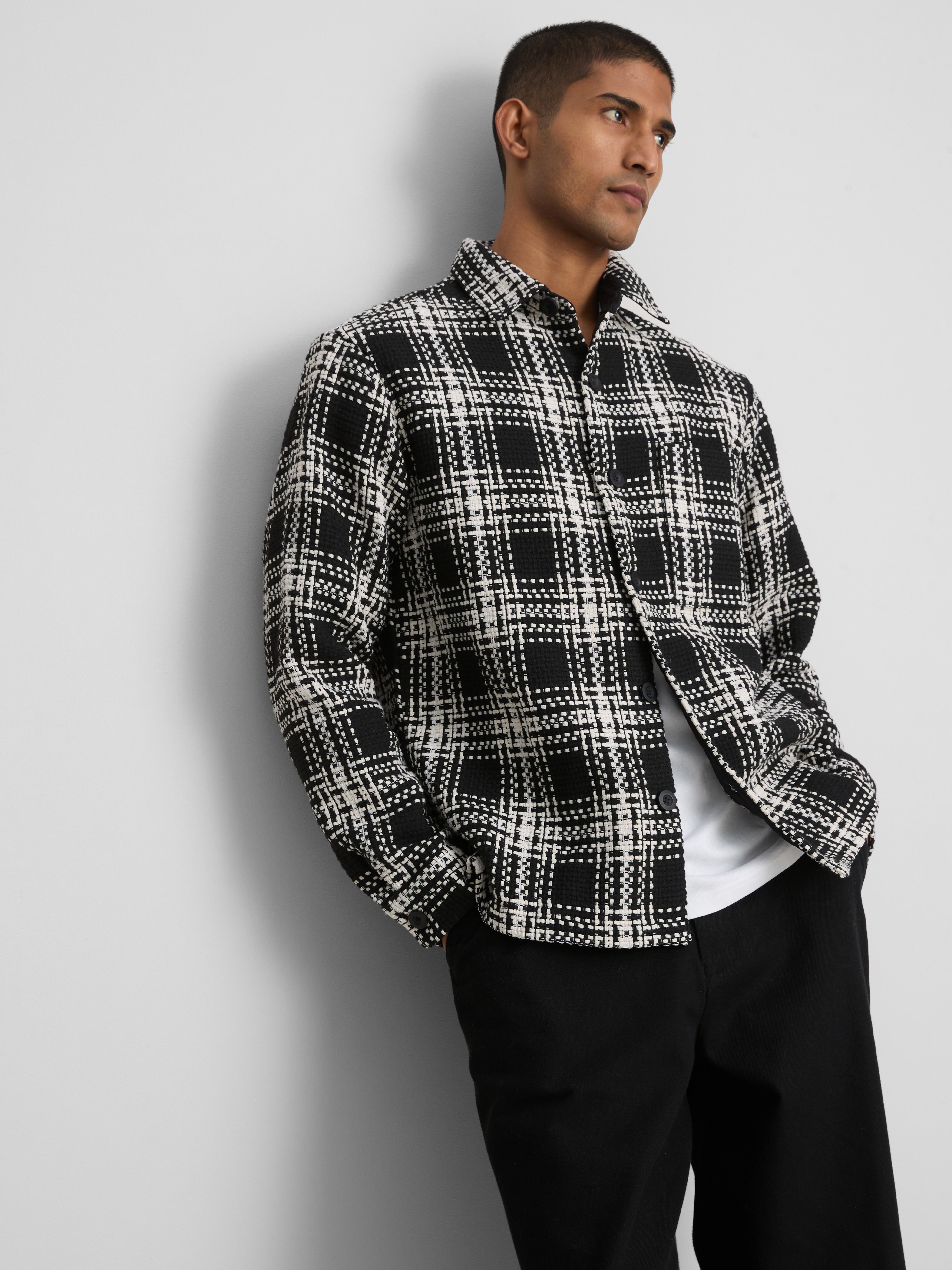 The Edit Textured Plaid Overshirt