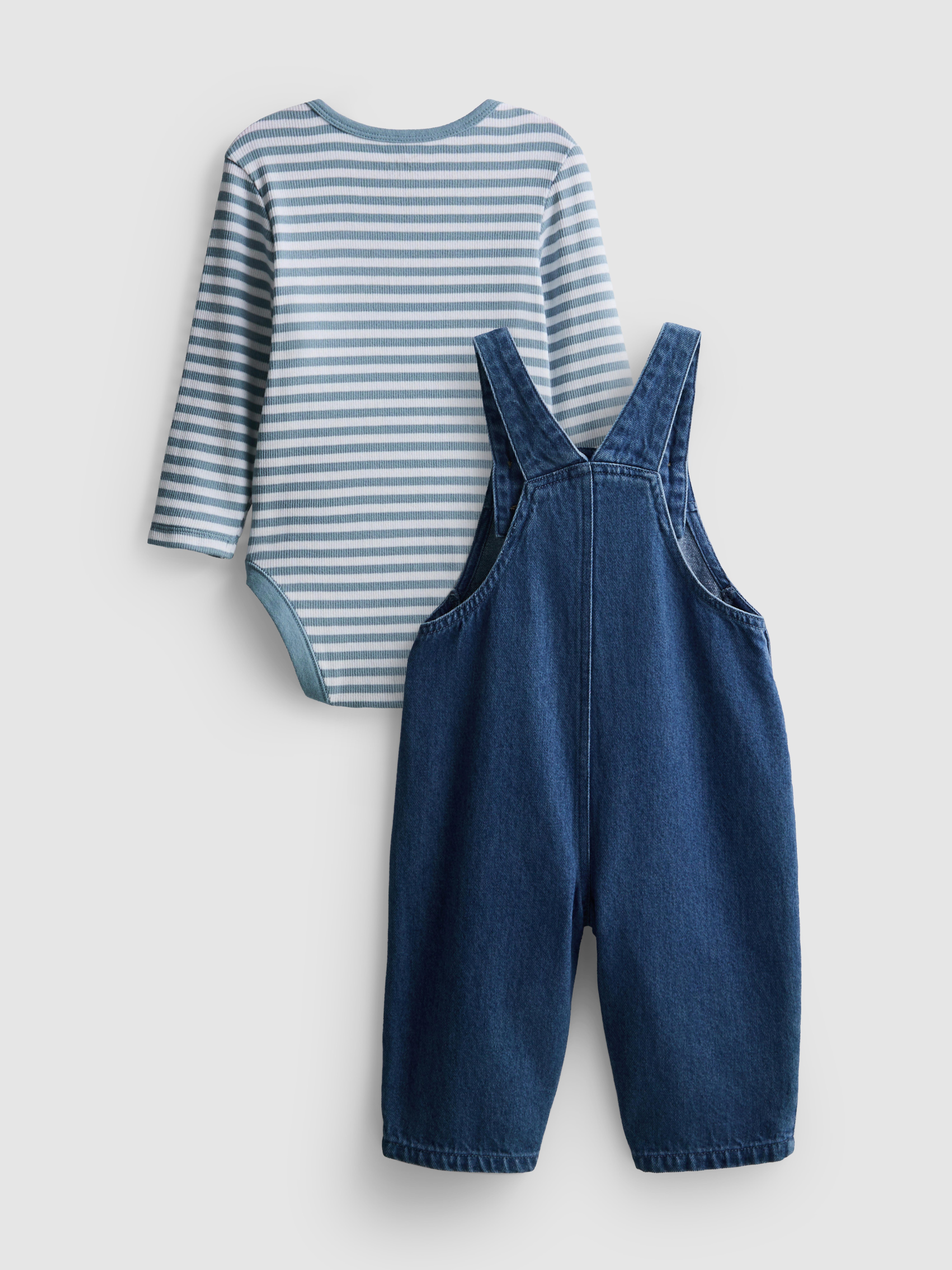 0-18mths | Disney’s Mickey Mouse Onesie and Denim Overalls Newborn Set