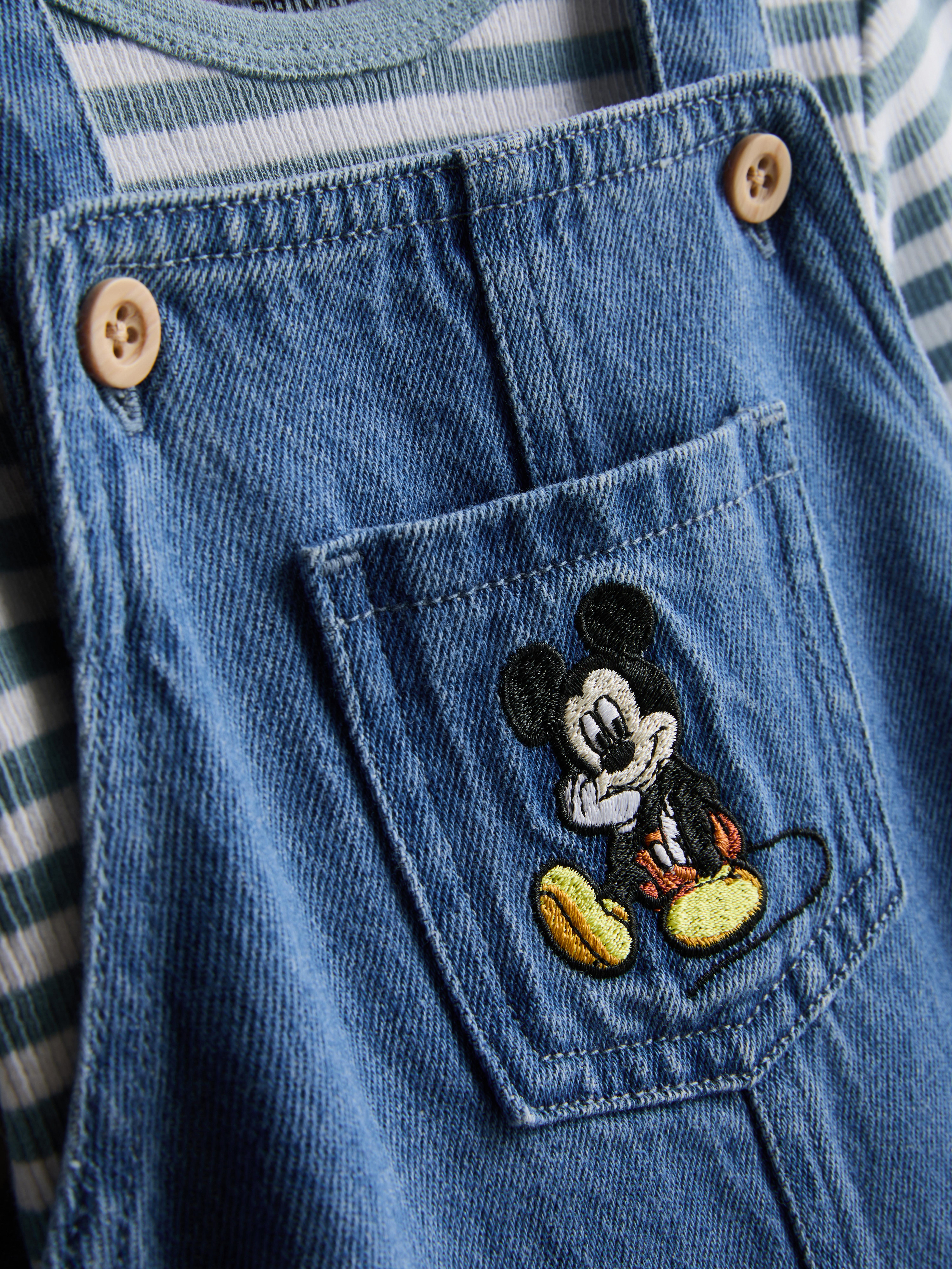 0-18mths | Disney’s Mickey Mouse Onesie and Denim Overalls Newborn Set