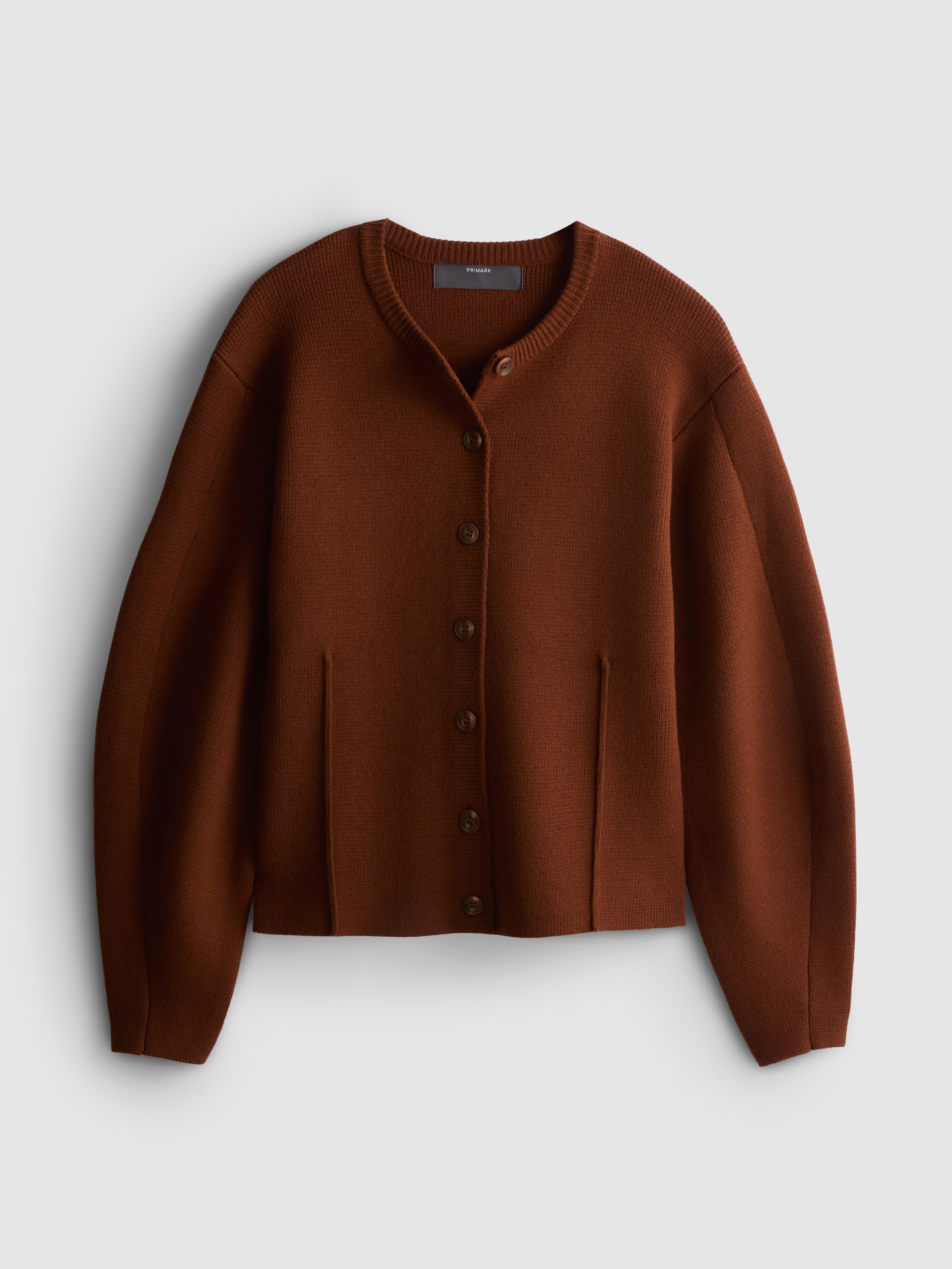 Skulpturaler Cardigan mit Rundhalsausschnitt Dunkelorange