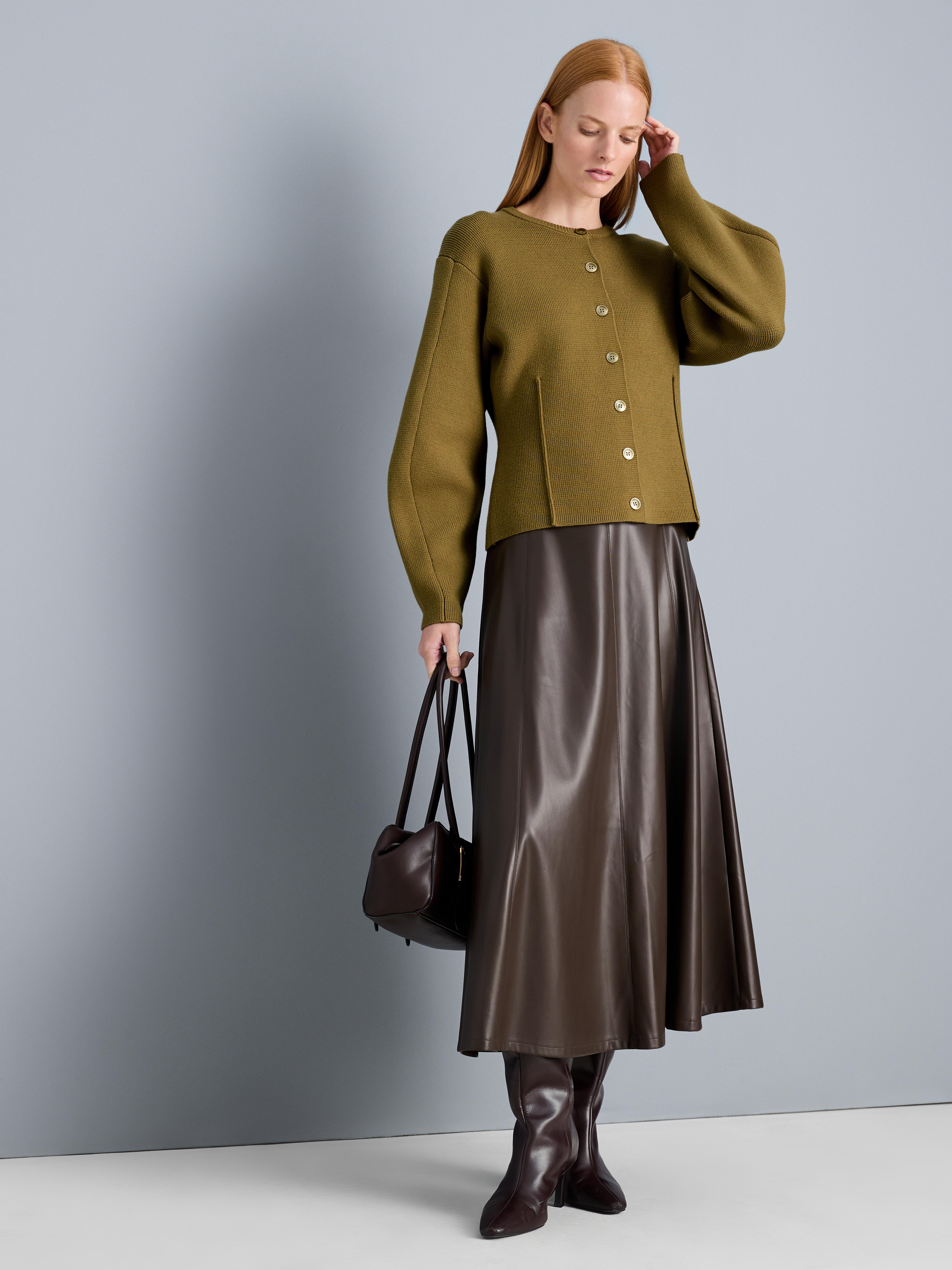 Women's Olive Sculpted Roundneck Cardigan | Primark