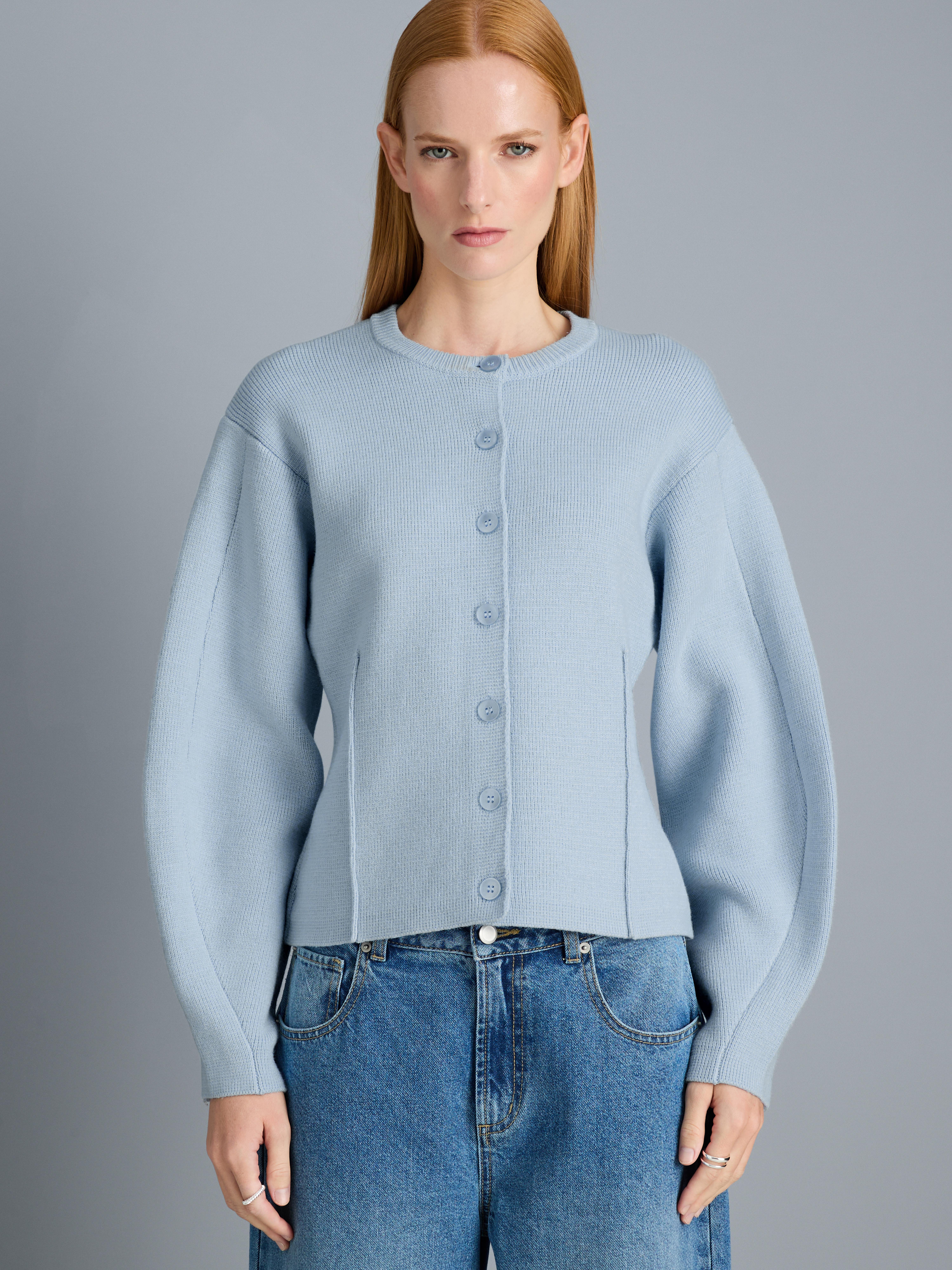 Sweter rozpinany z okrągłym dekoltem