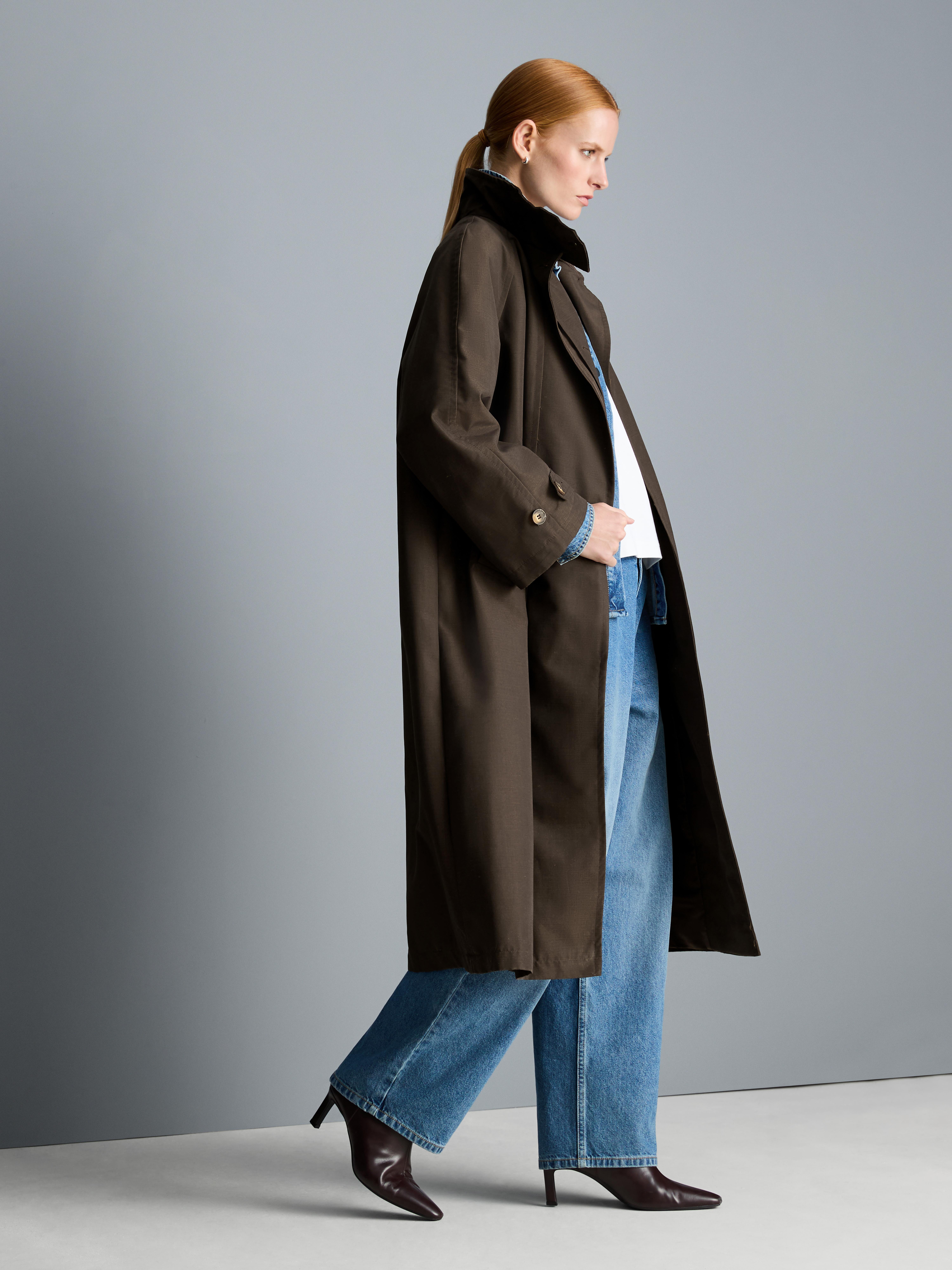 High Neckline Long Raincoat