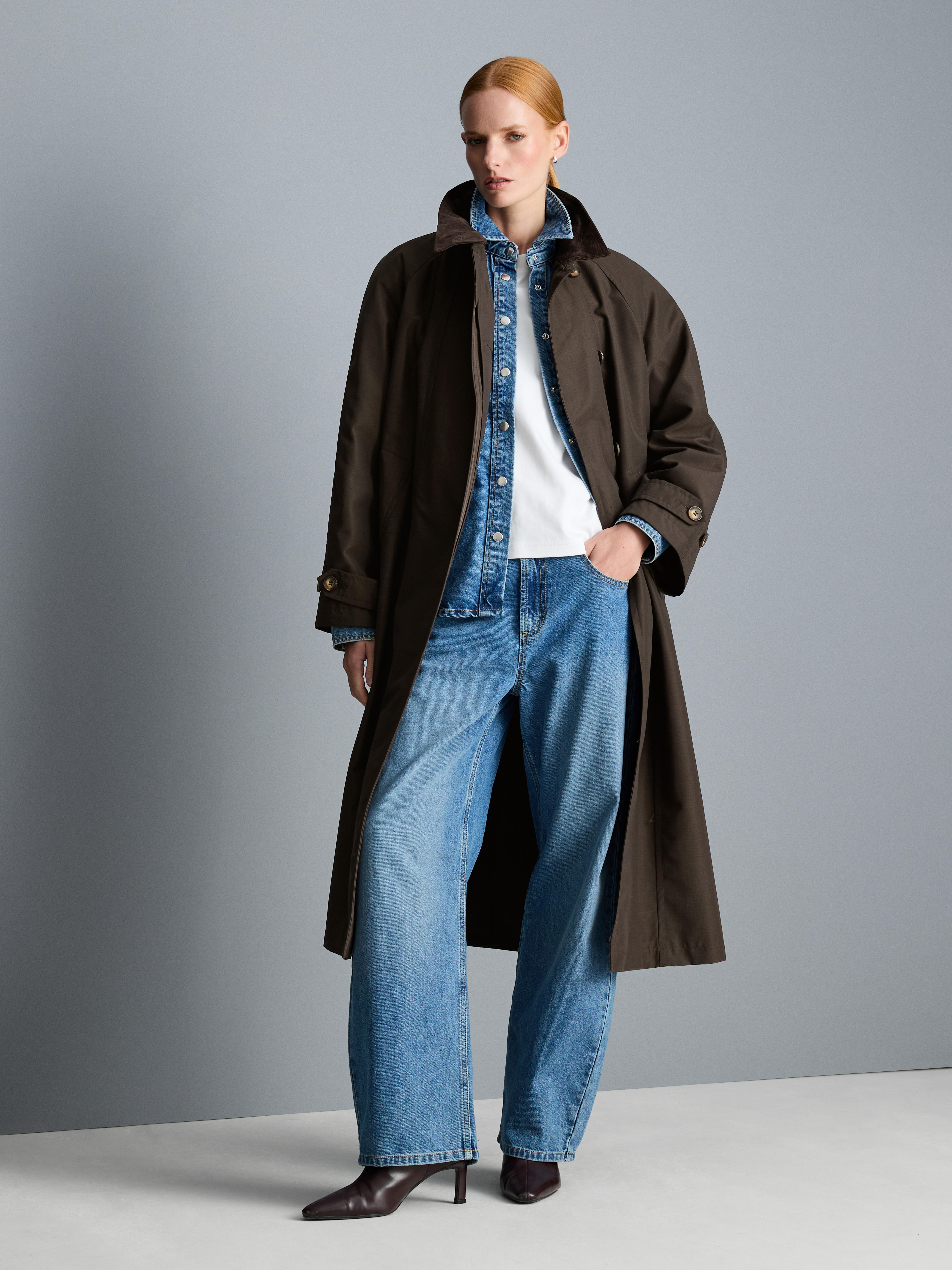 High Neckline Long Raincoat