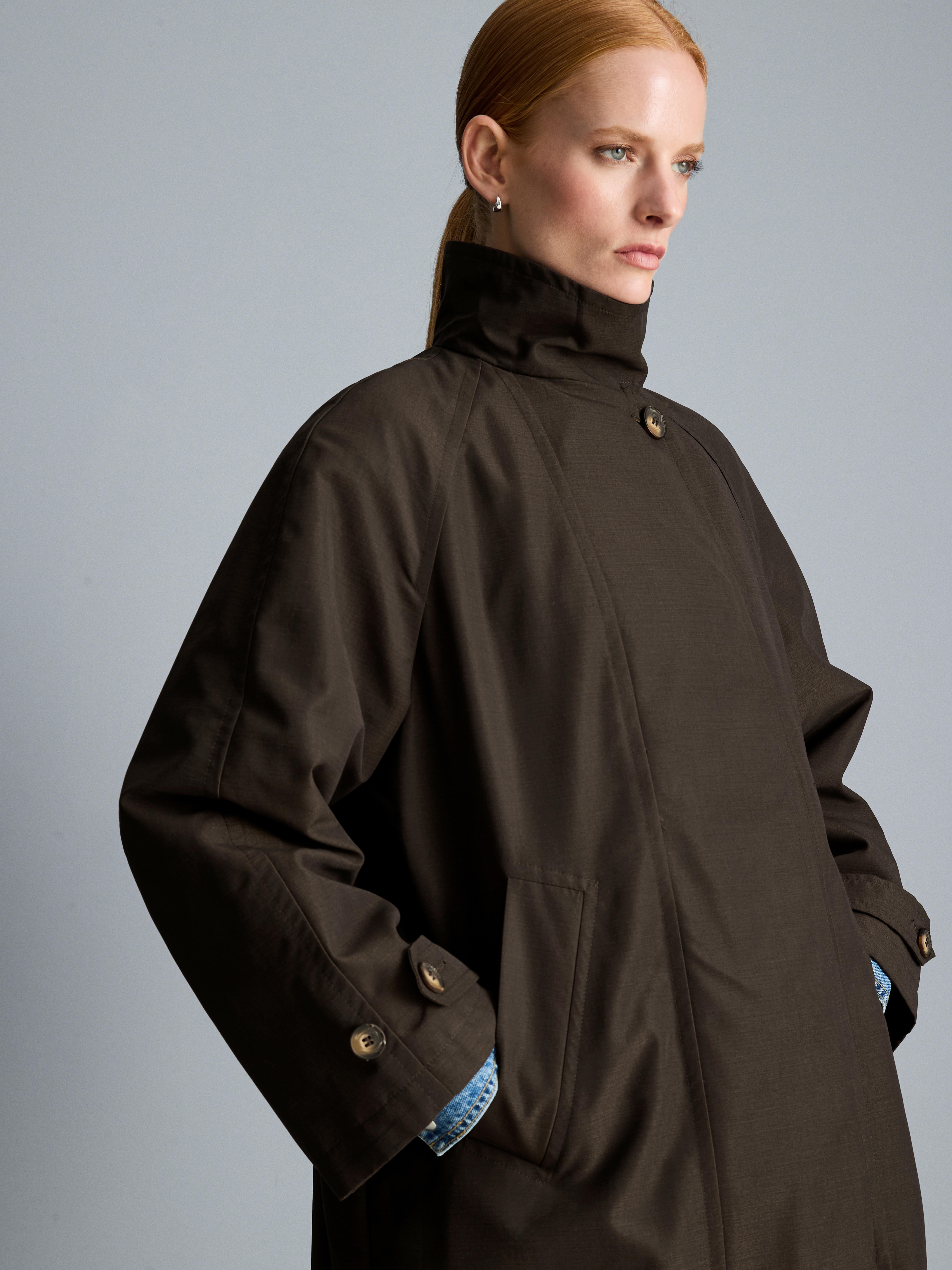 High Neckline Long Raincoat