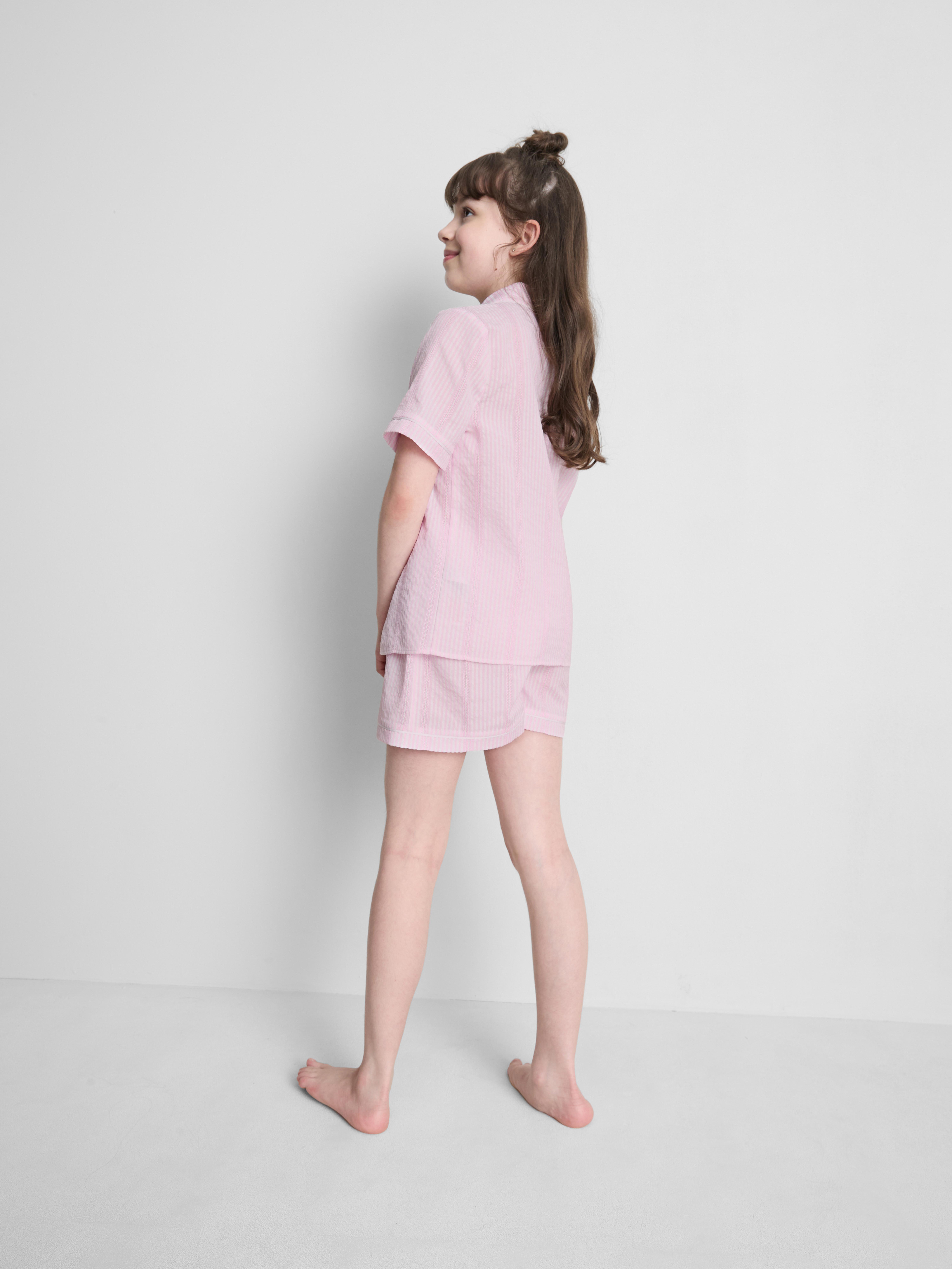 5–15 ans | Pyjama chemise et short rayés en seersucker
