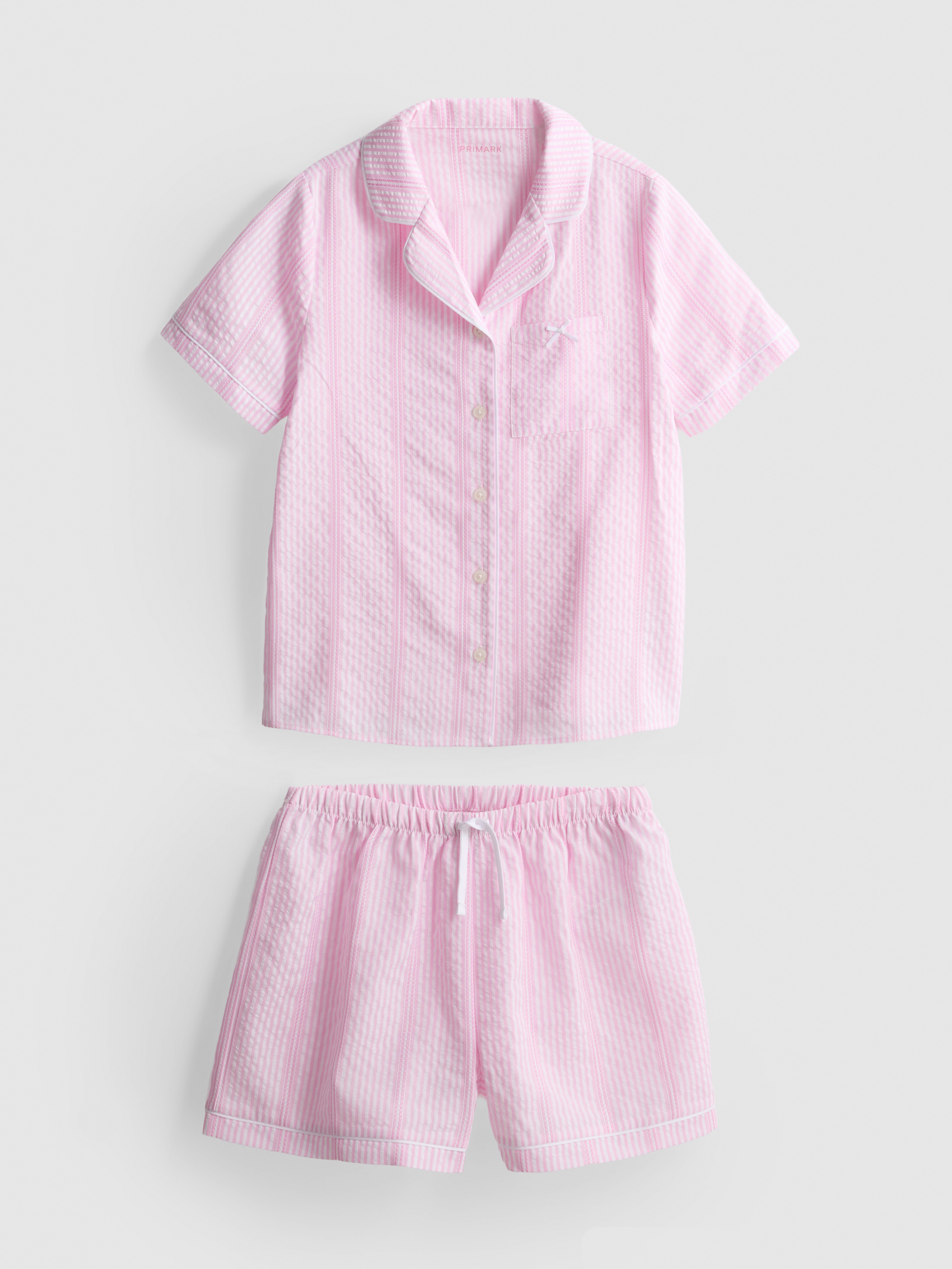5–15 ans | Pyjama chemise et short rayés en seersucker