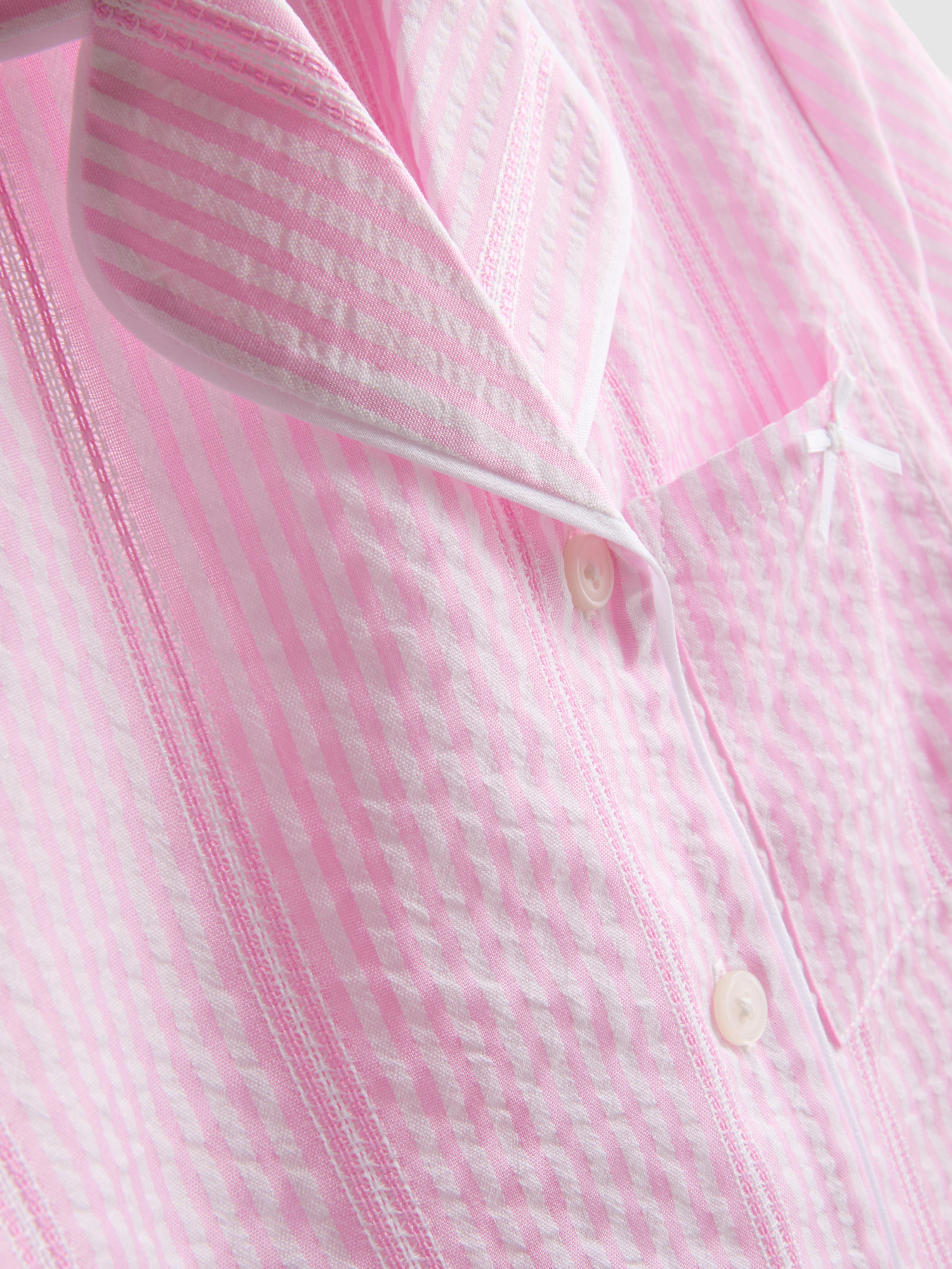5–15 ans | Pyjama chemise et short rayés en seersucker