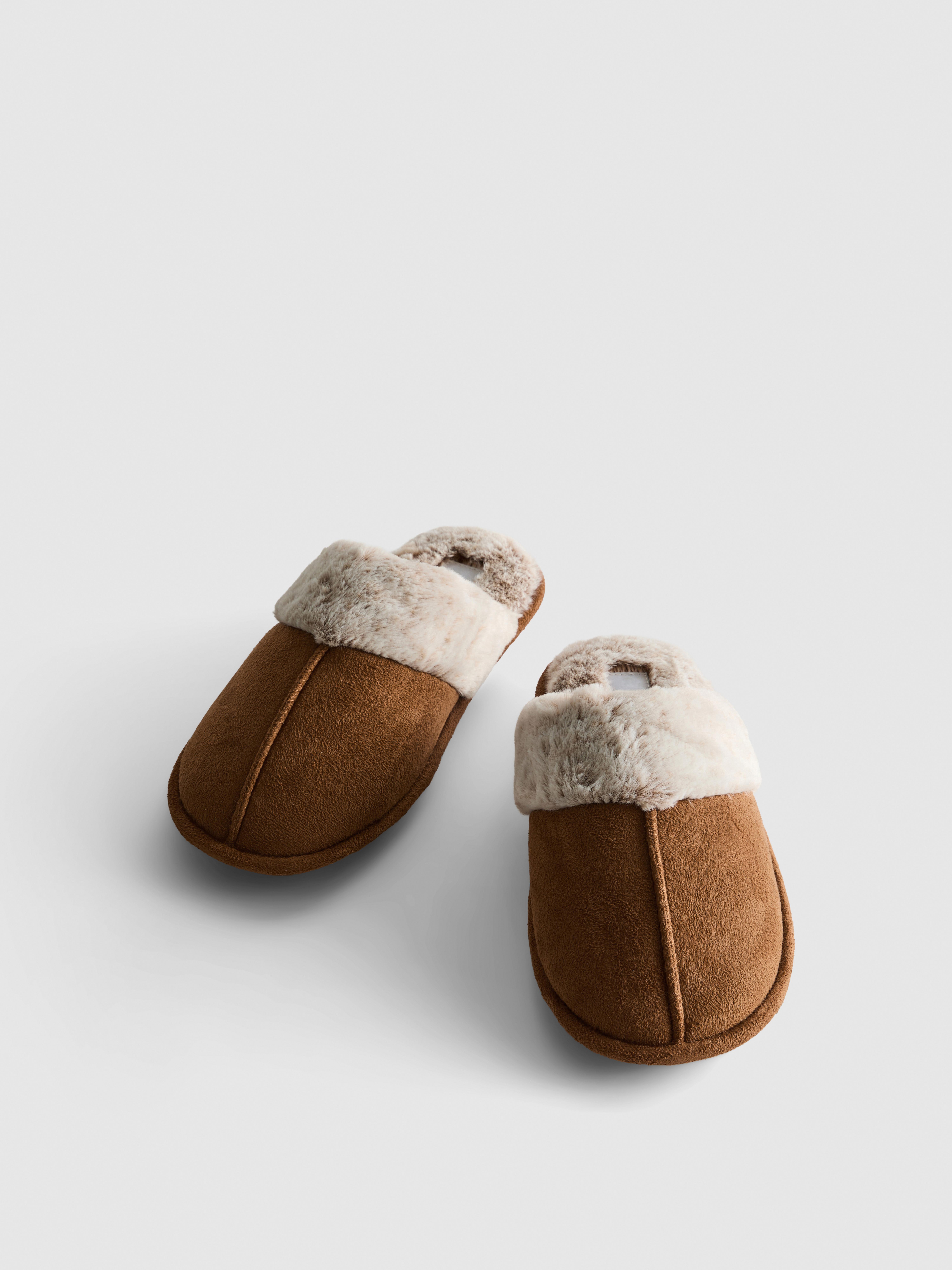 Faux Suede Mule Slippers