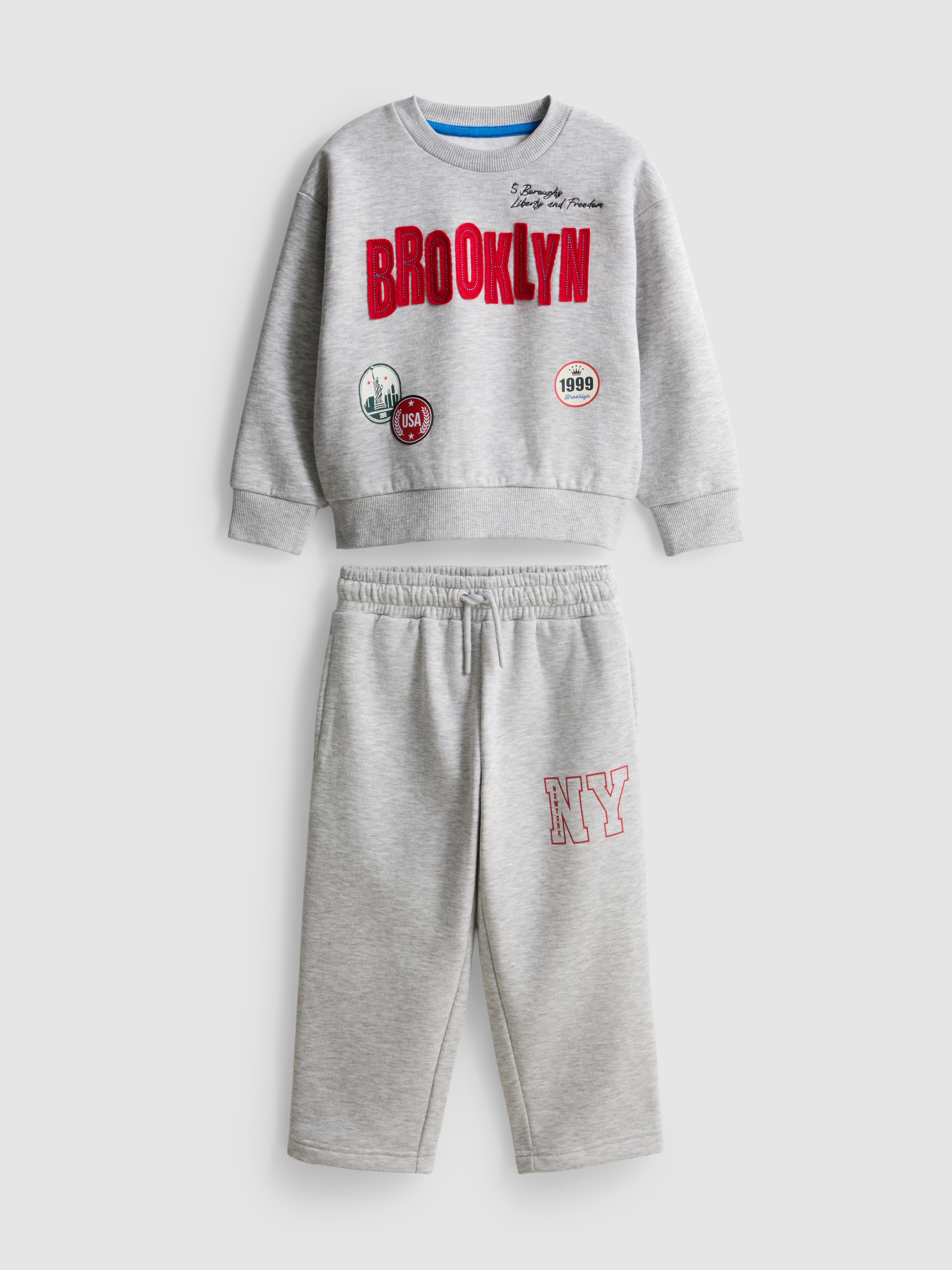 1-9yrs | Cotton Rich Brooklyn Graphic Sweatshirt and Joggers Set