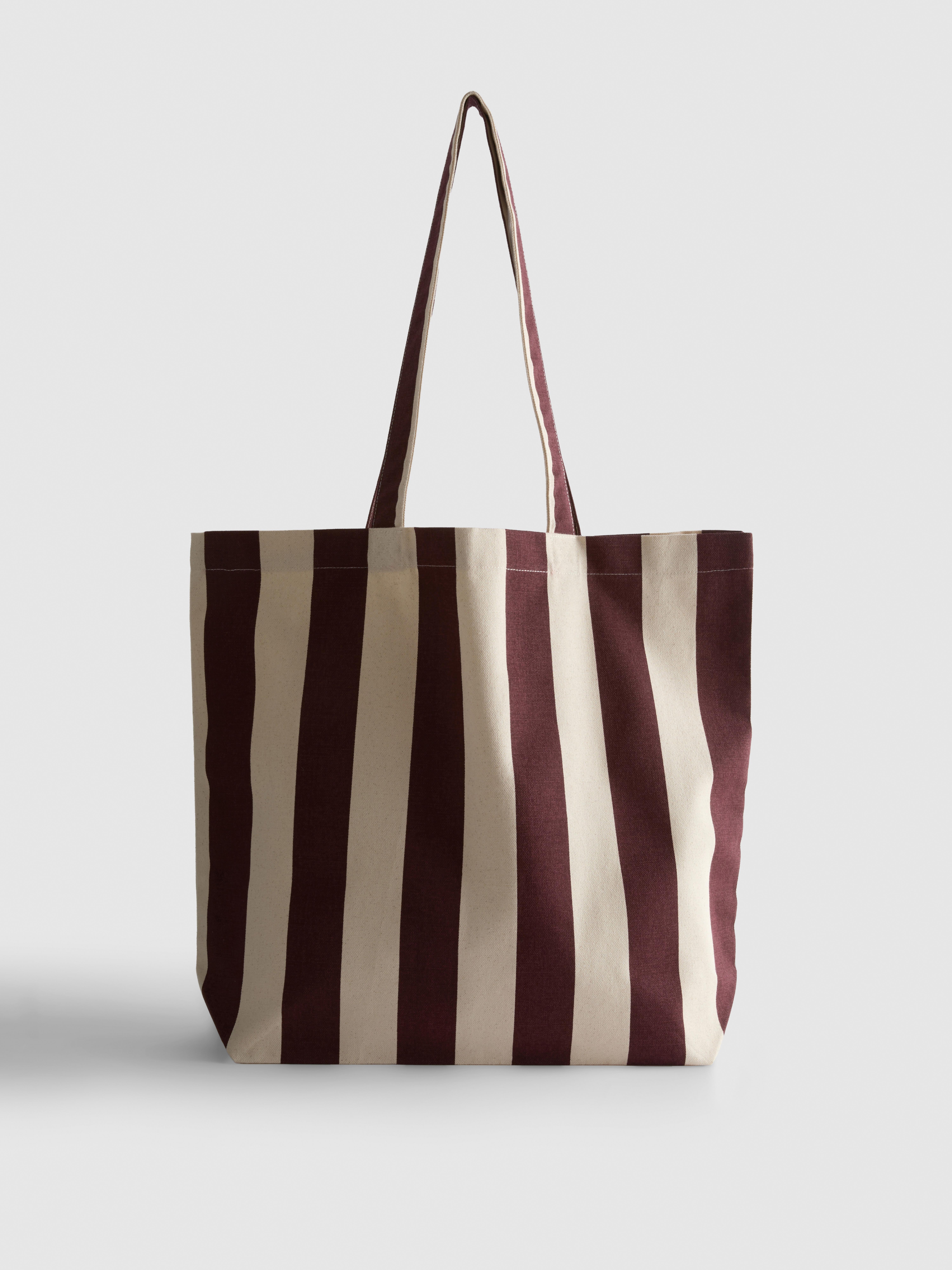 Striped Canvas Tote Bag