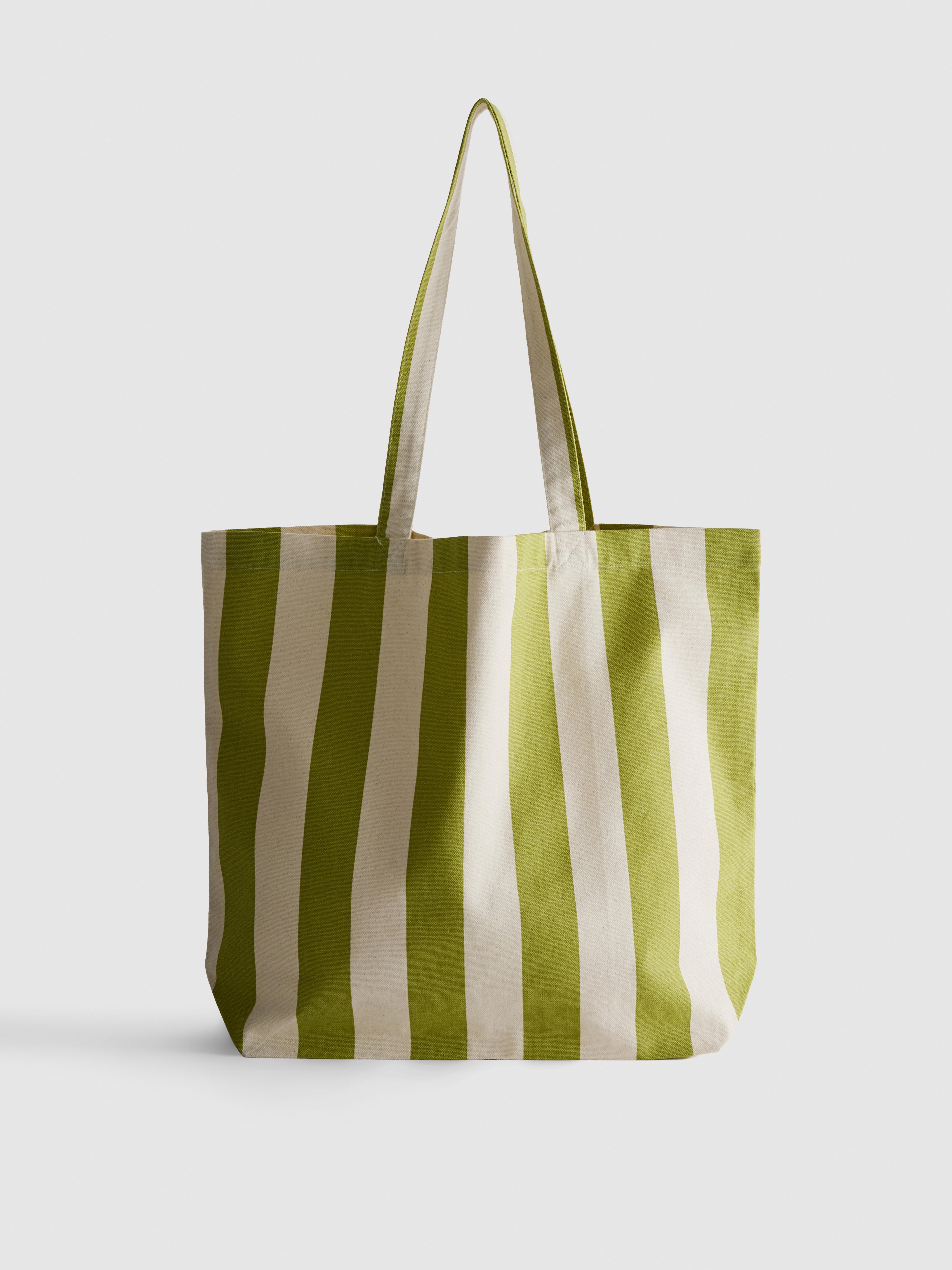 Striped Canvas Tote Bag