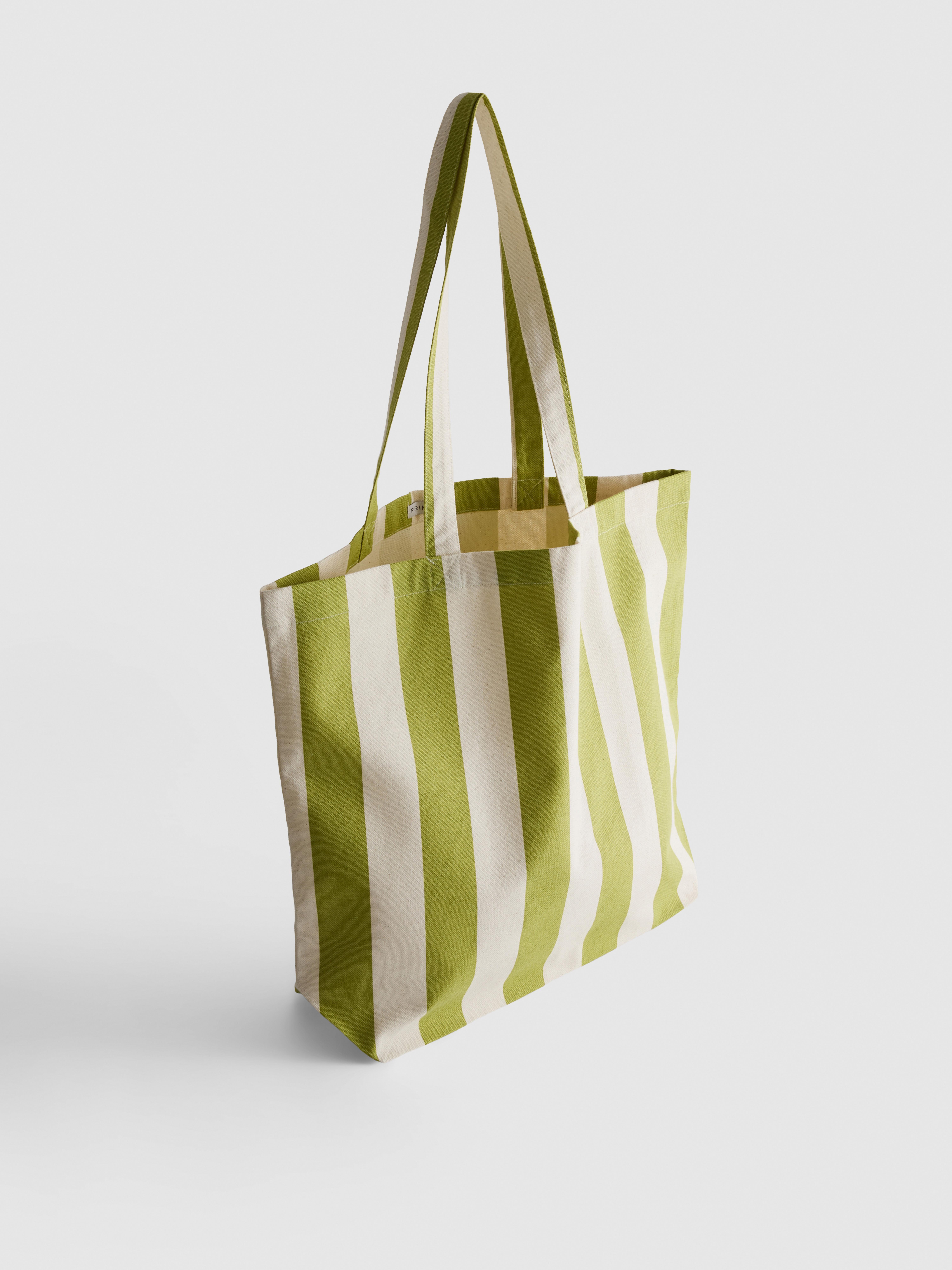 Striped Canvas Tote Bag