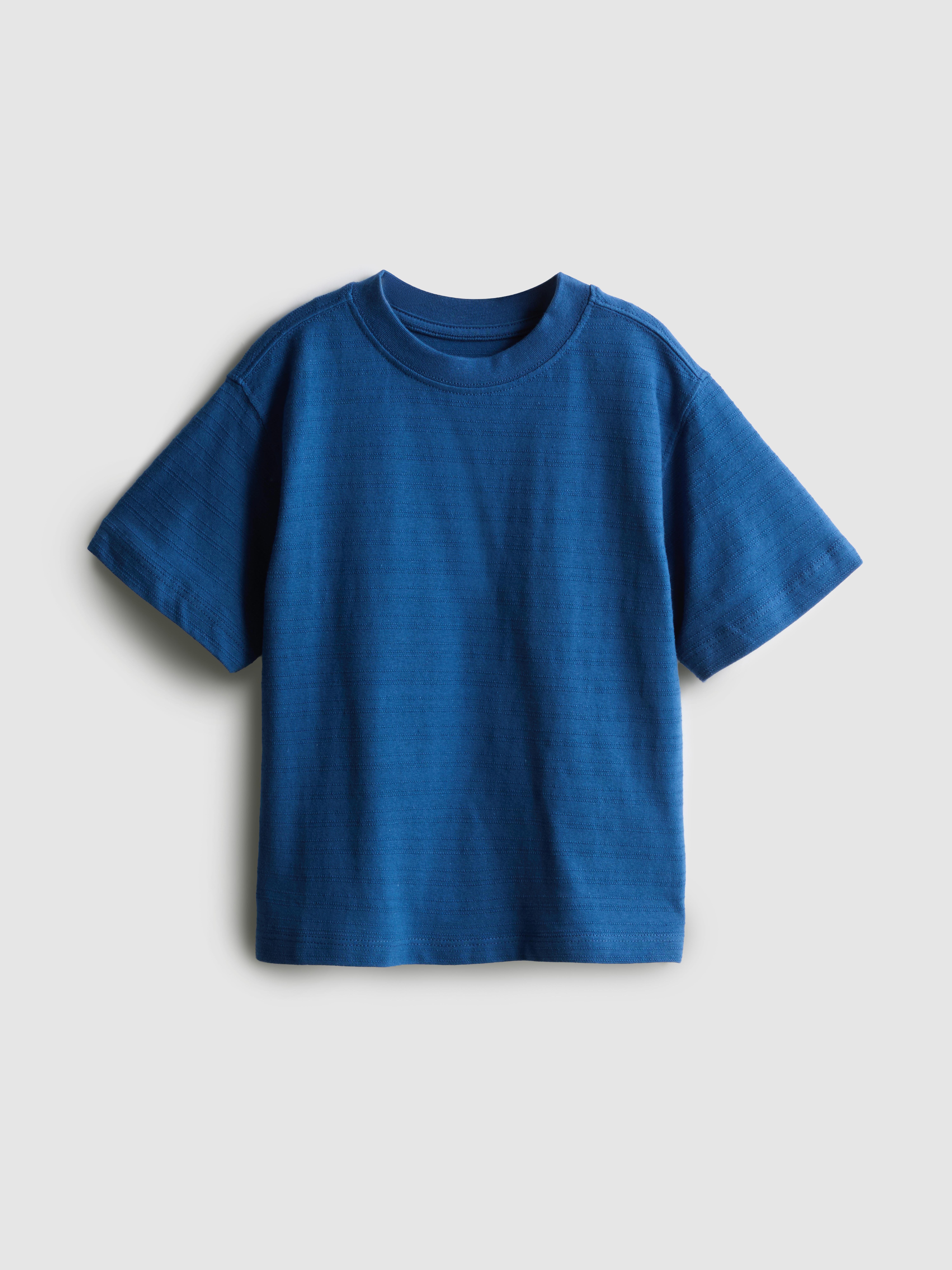 1-9yrs | Pure Cotton Stripe Textured T-Shirt Navy