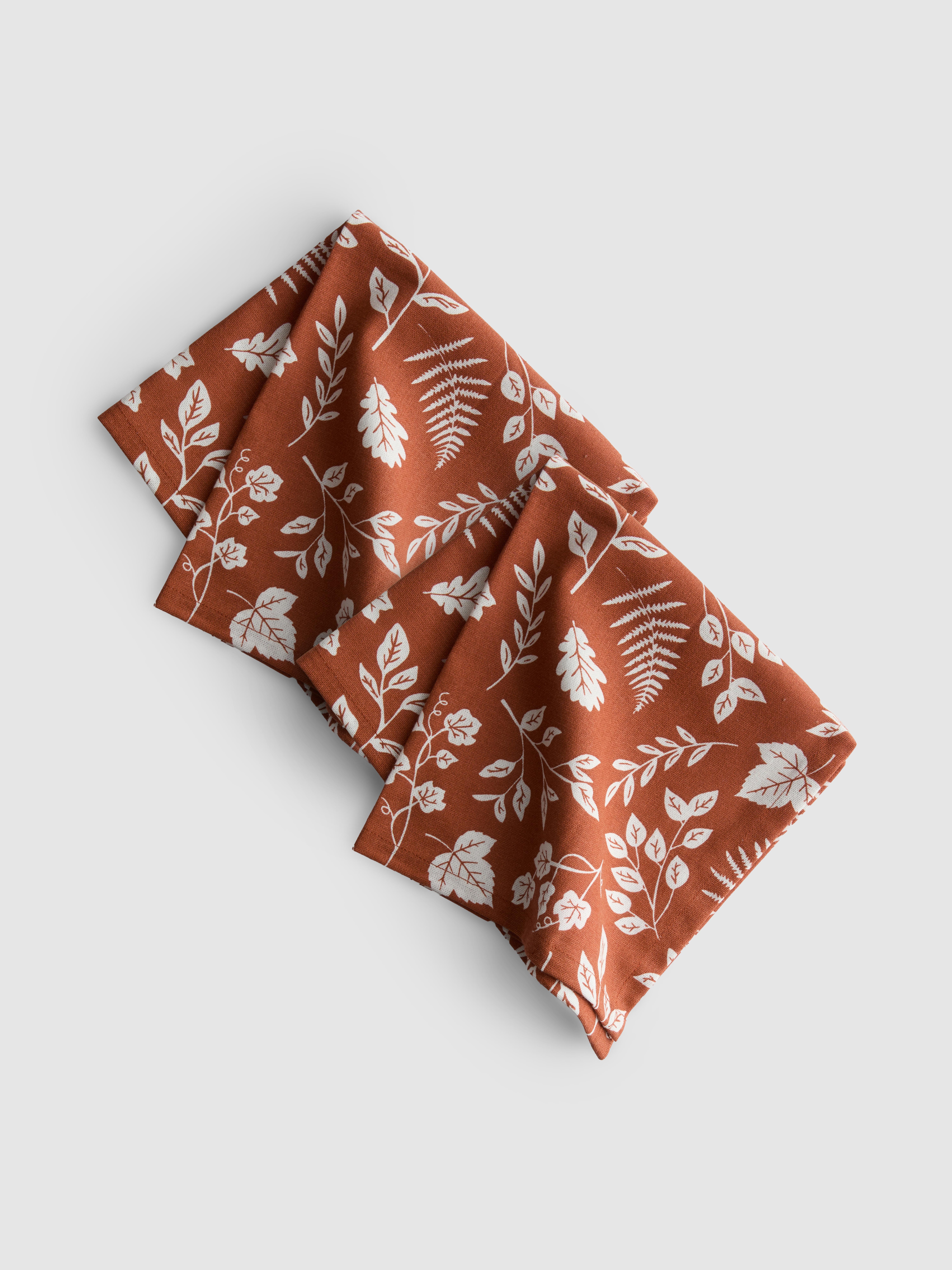 Stoffen servetten met botanisch motief, set van 2