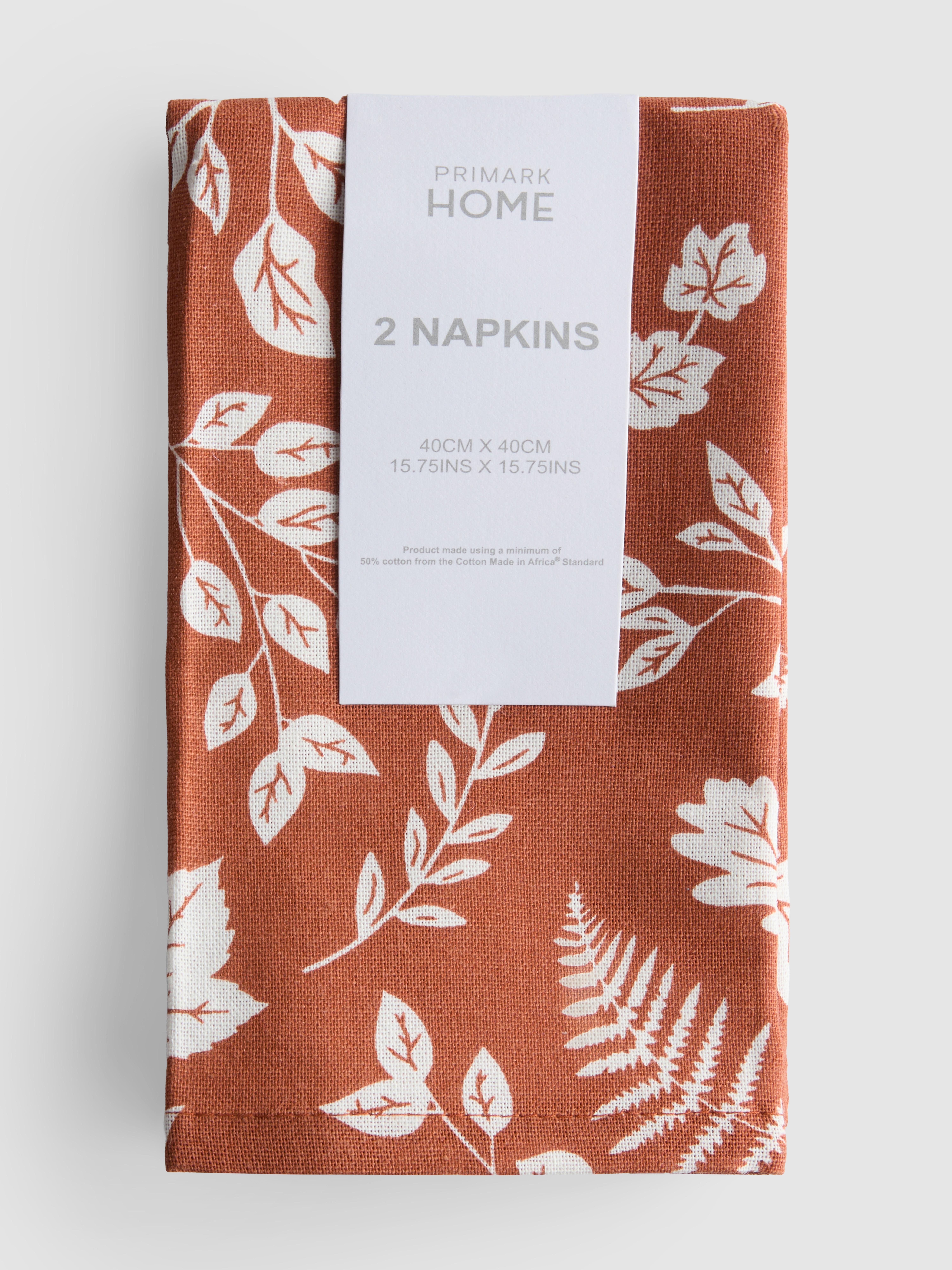 Lot de 2 serviettes en tissu à motif botanique